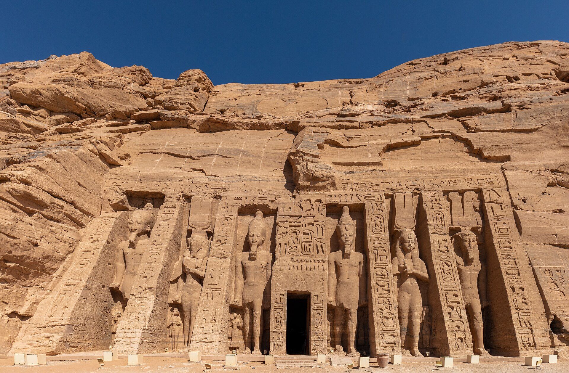 The facade of the Temple of Nefertari at Abu Simbel