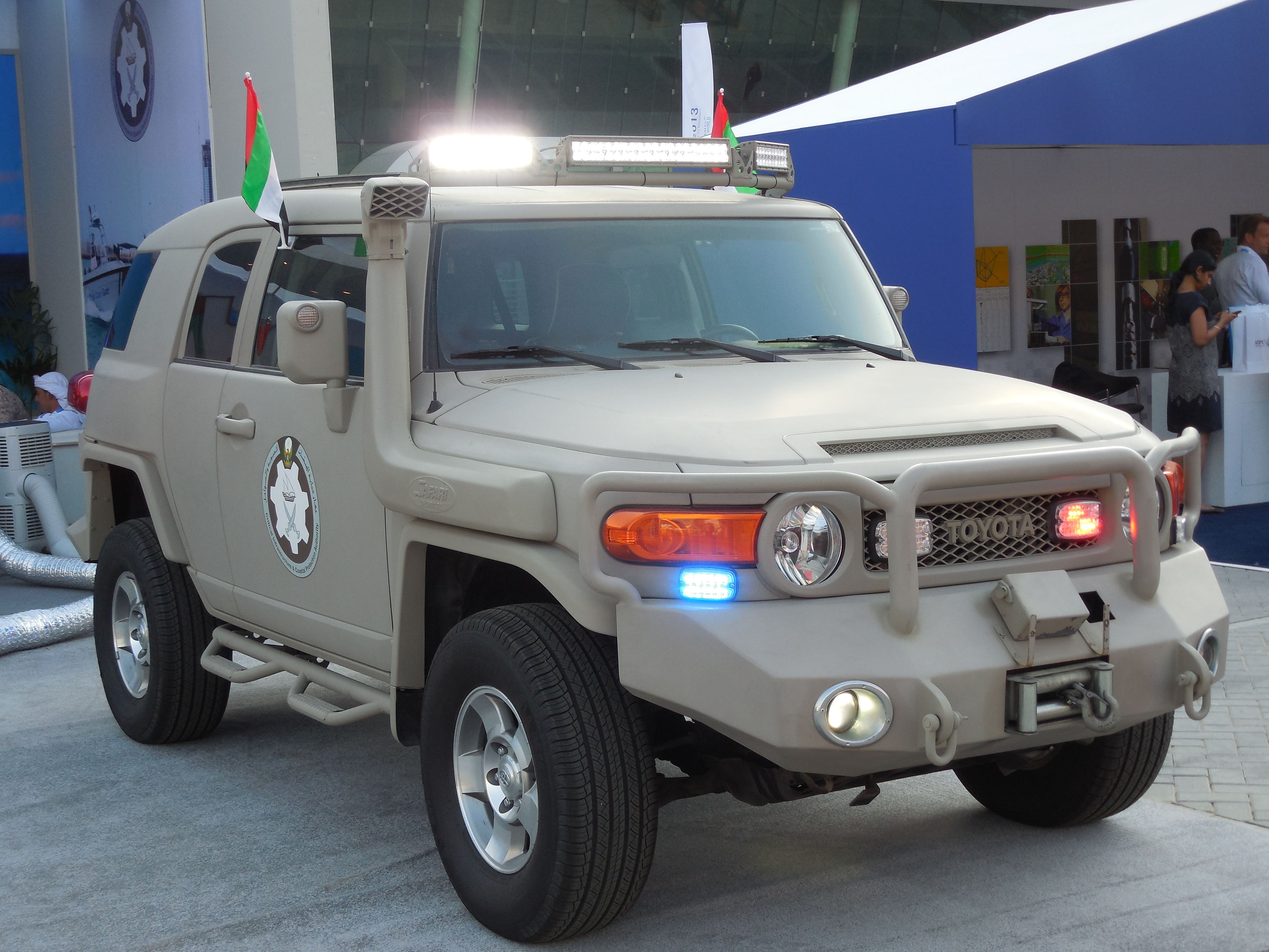 Toyota FJ Cruiser of the Critical Infrastructure and Coastal Protection Authority displayed at ADIPEC 2013 (ADIPEC prior edition)