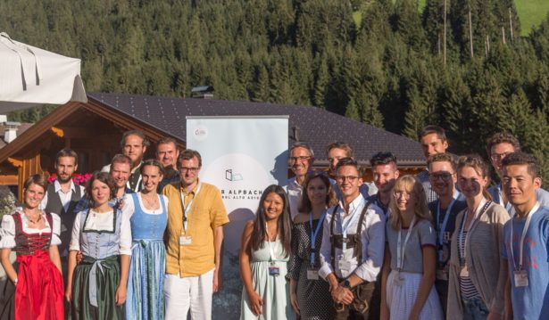 Group gathered in the Alpine village of Alpbach