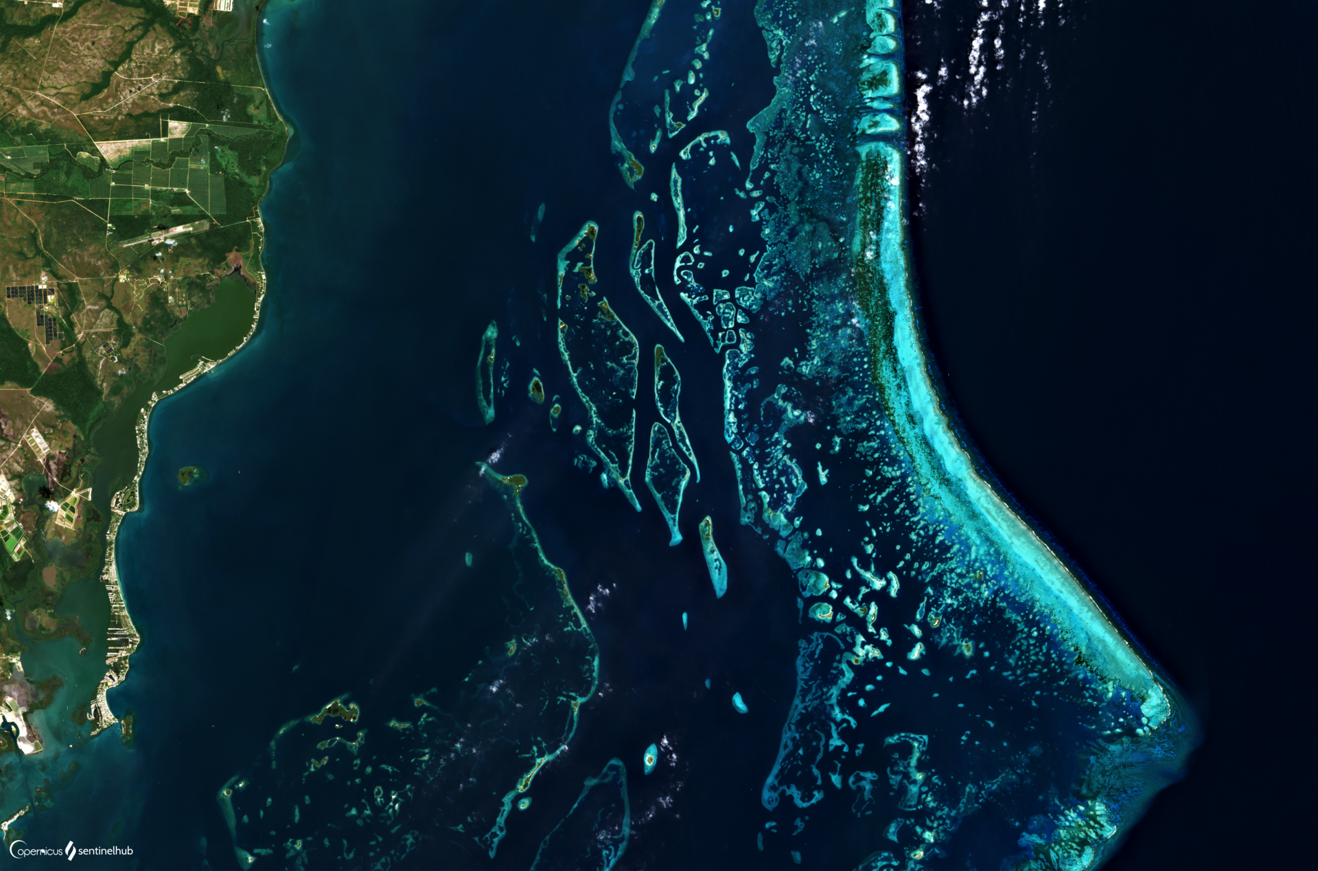Satellite view of the Belize Barrier Reef