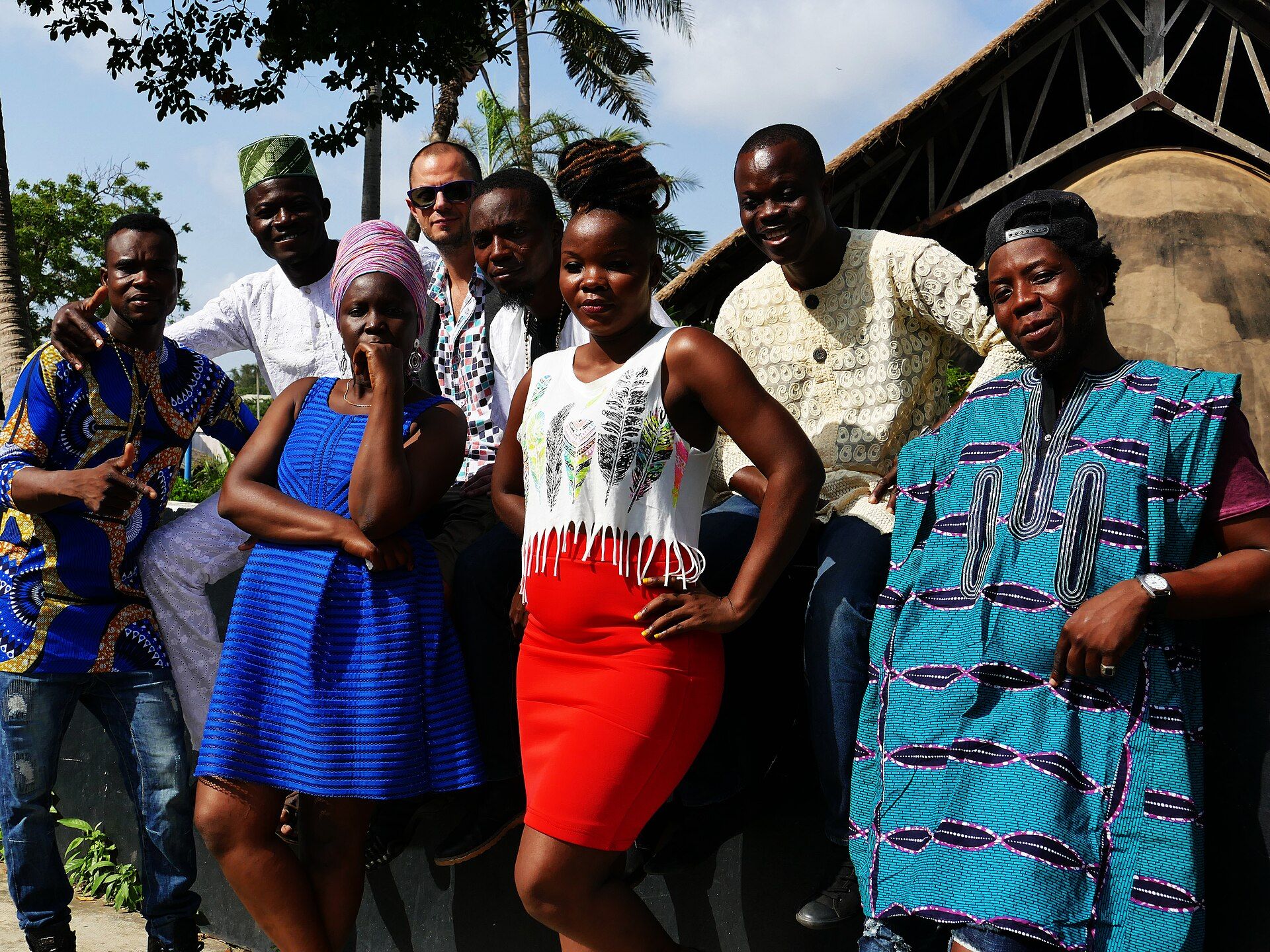 Beninese musicians and performers at a live cultural event
