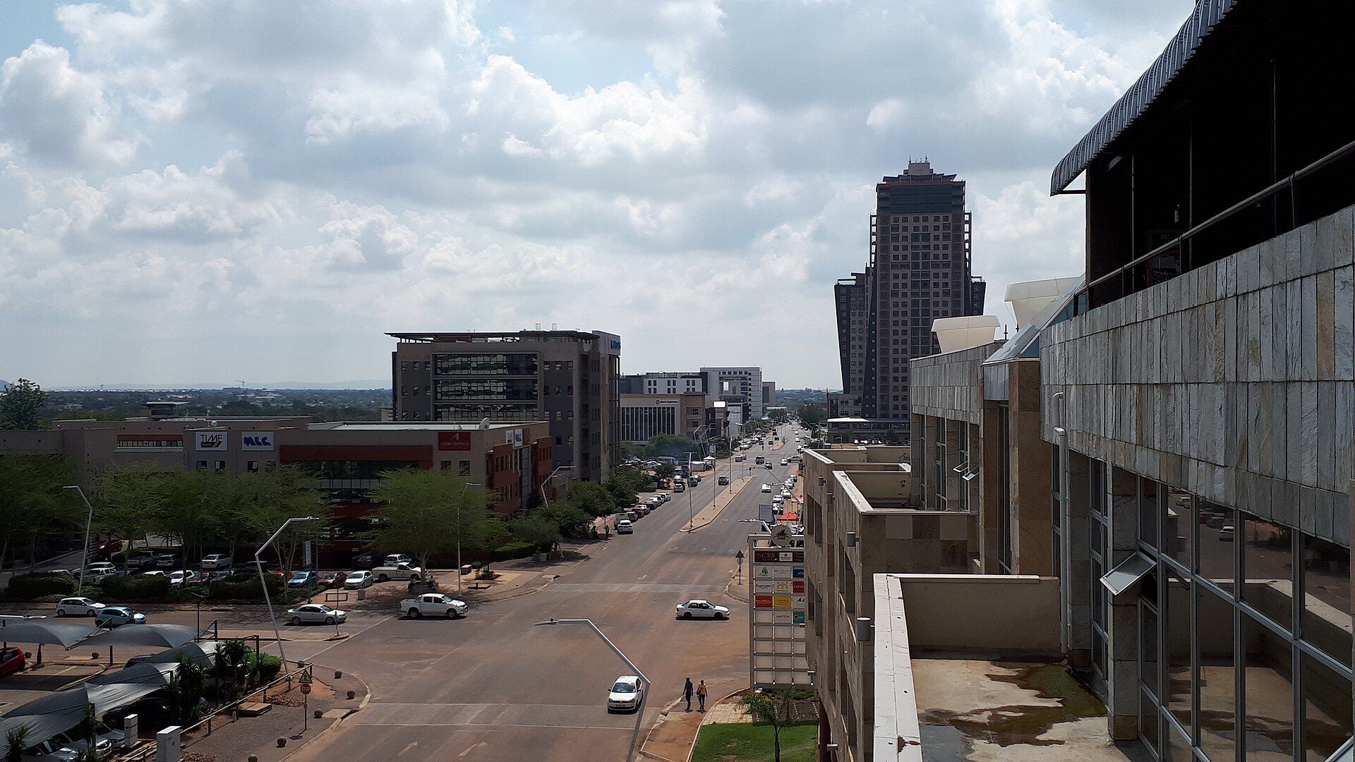 Central Business District avenue and towers in Gaborone