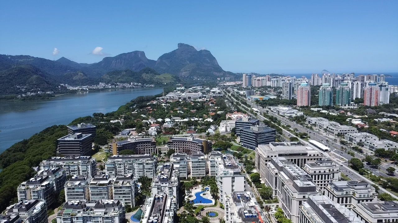 Aerial view across Barra da Tijuca and western Rio de Janeiro