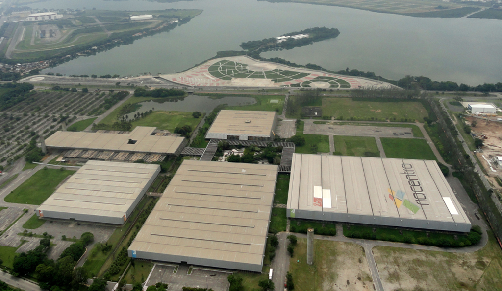 Aerial view of the Riocentro exhibition complex in Rio de Janeiro