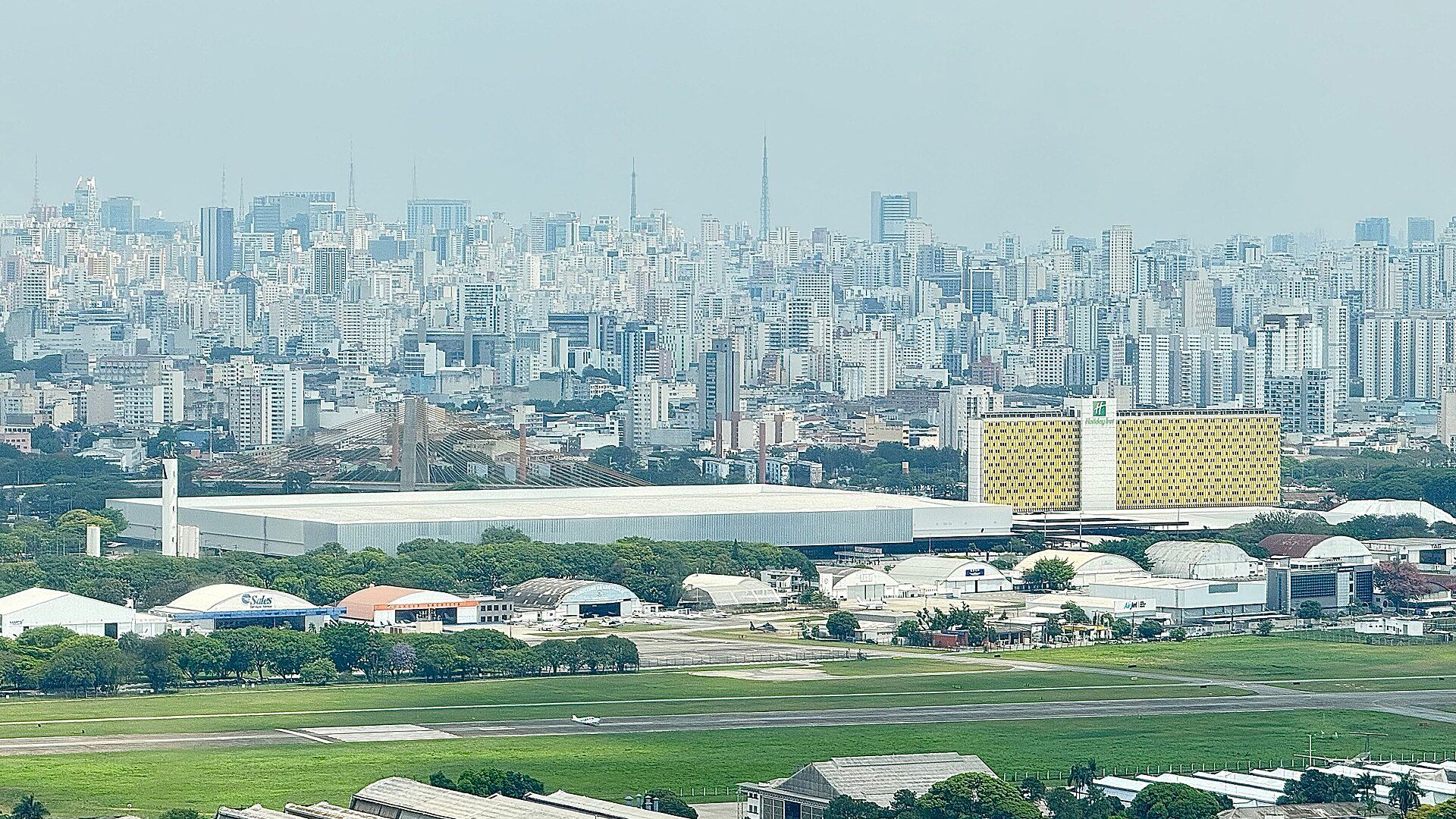 Aerial view of Distrito Anhembi and Campo de Marte in São Paulo