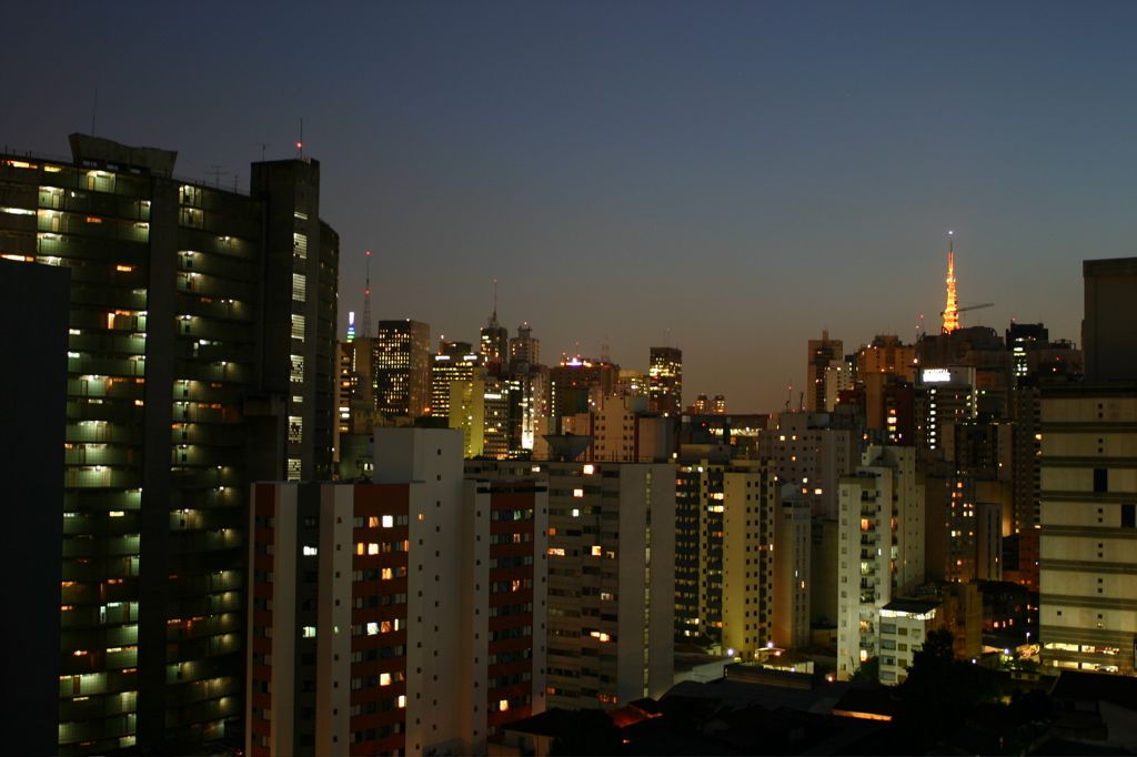 São Paulo skyline illuminated at night