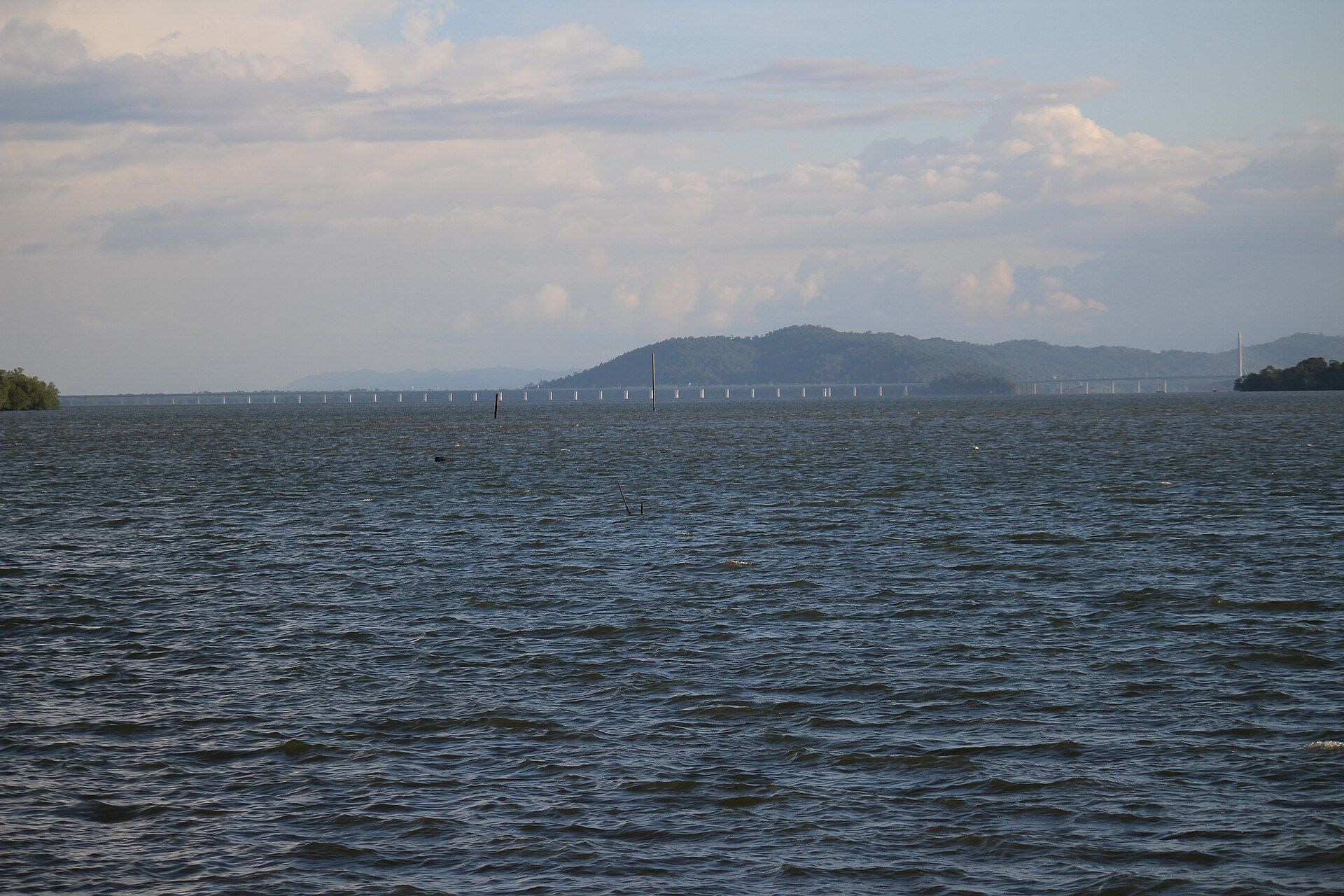 Long coastal span and distant hills seen beside the SHOAS Bridge