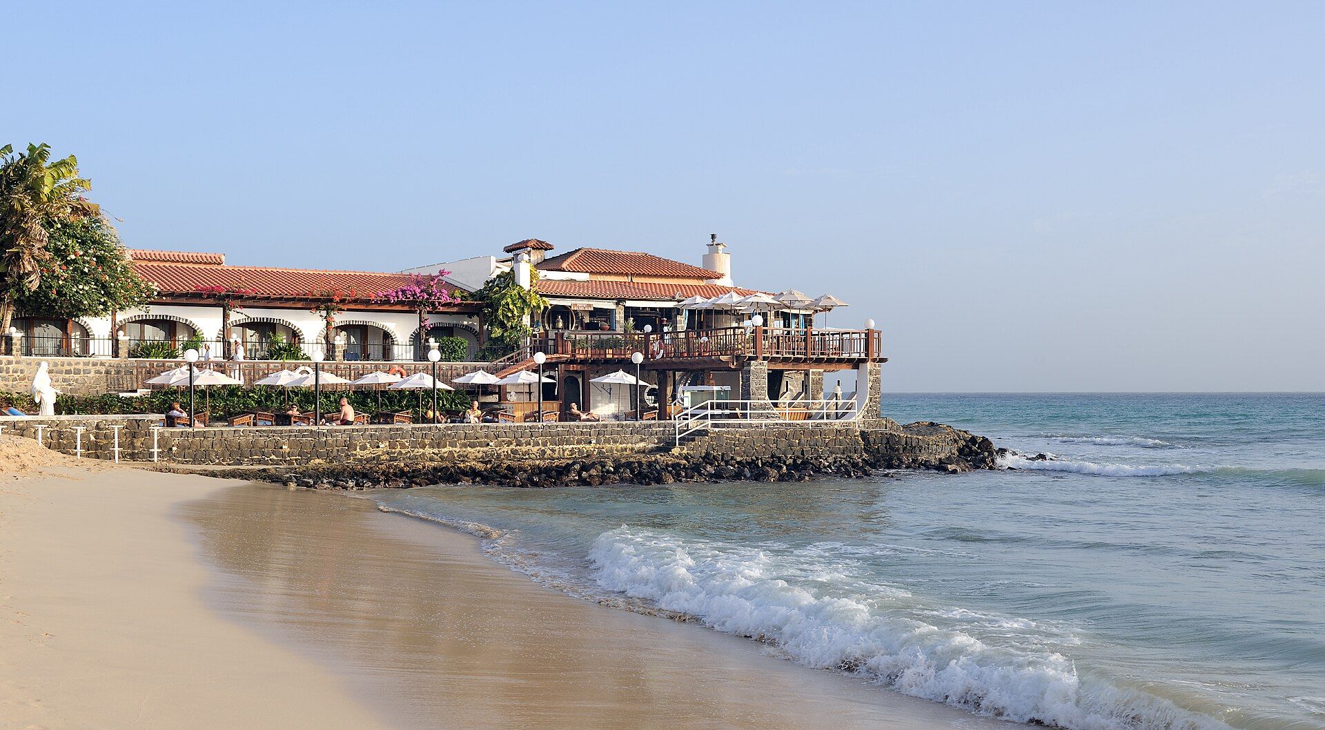 Santa Maria beach and waterfront buildings on Sal