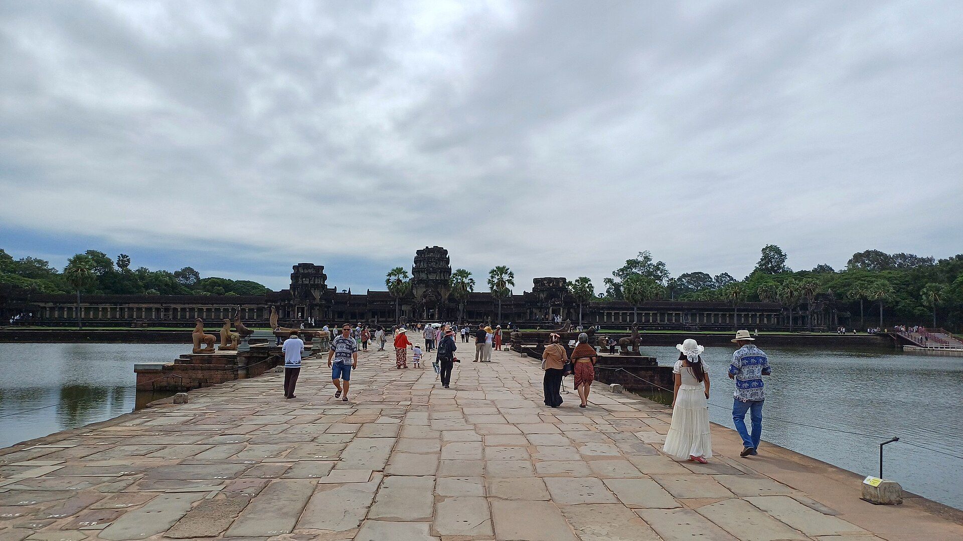 Stone causeway leading toward Angkor Wat