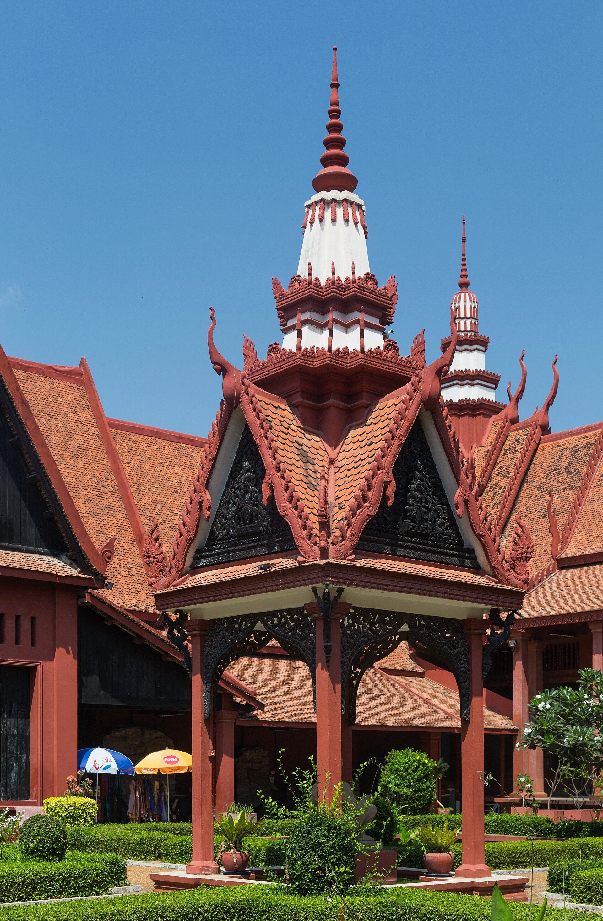 Courtyard architecture at Cambodia's National Museum in Phnom Penh