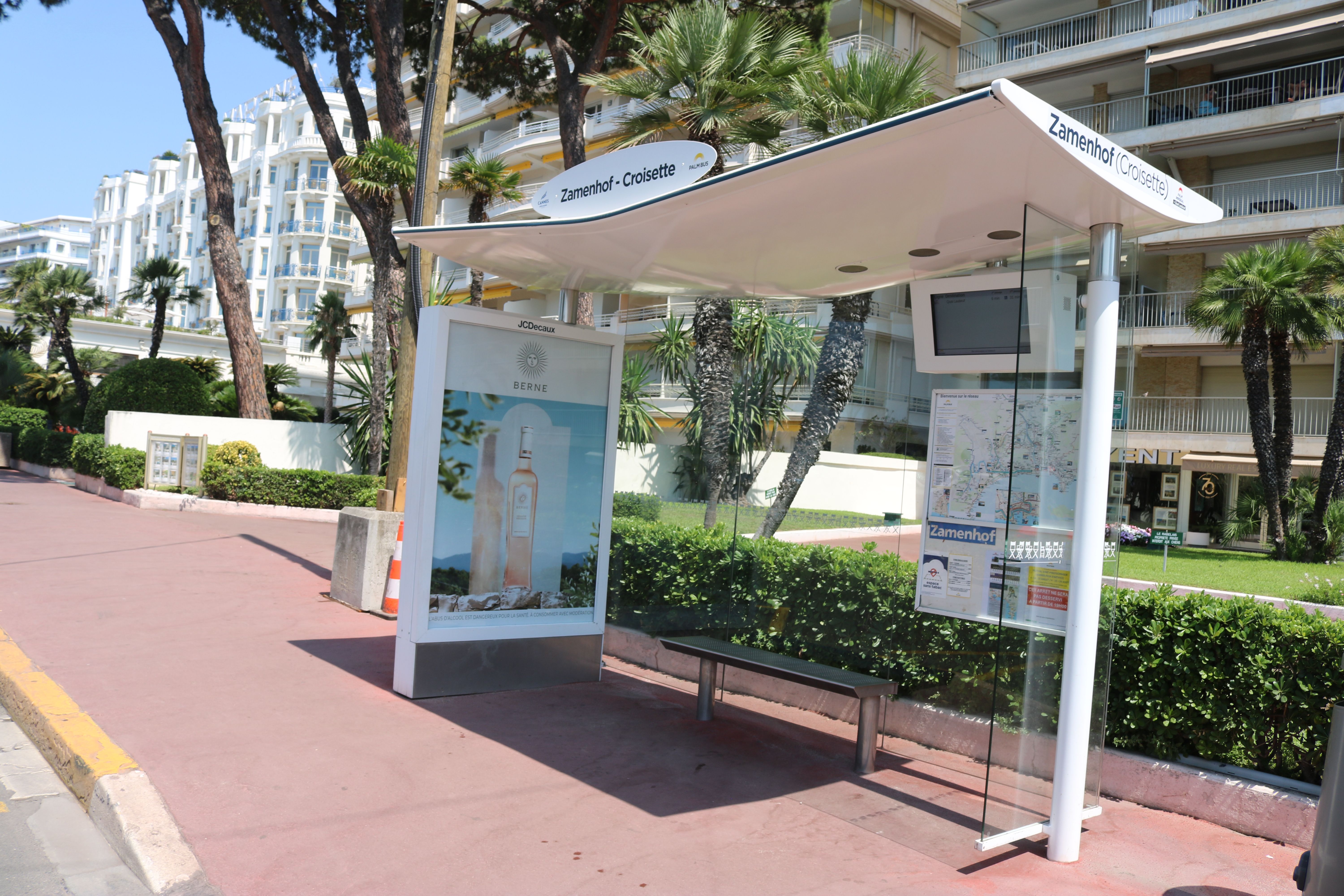Zamenhof bus stop on La Croisette, Cannes (street context; not Cannes Lions)