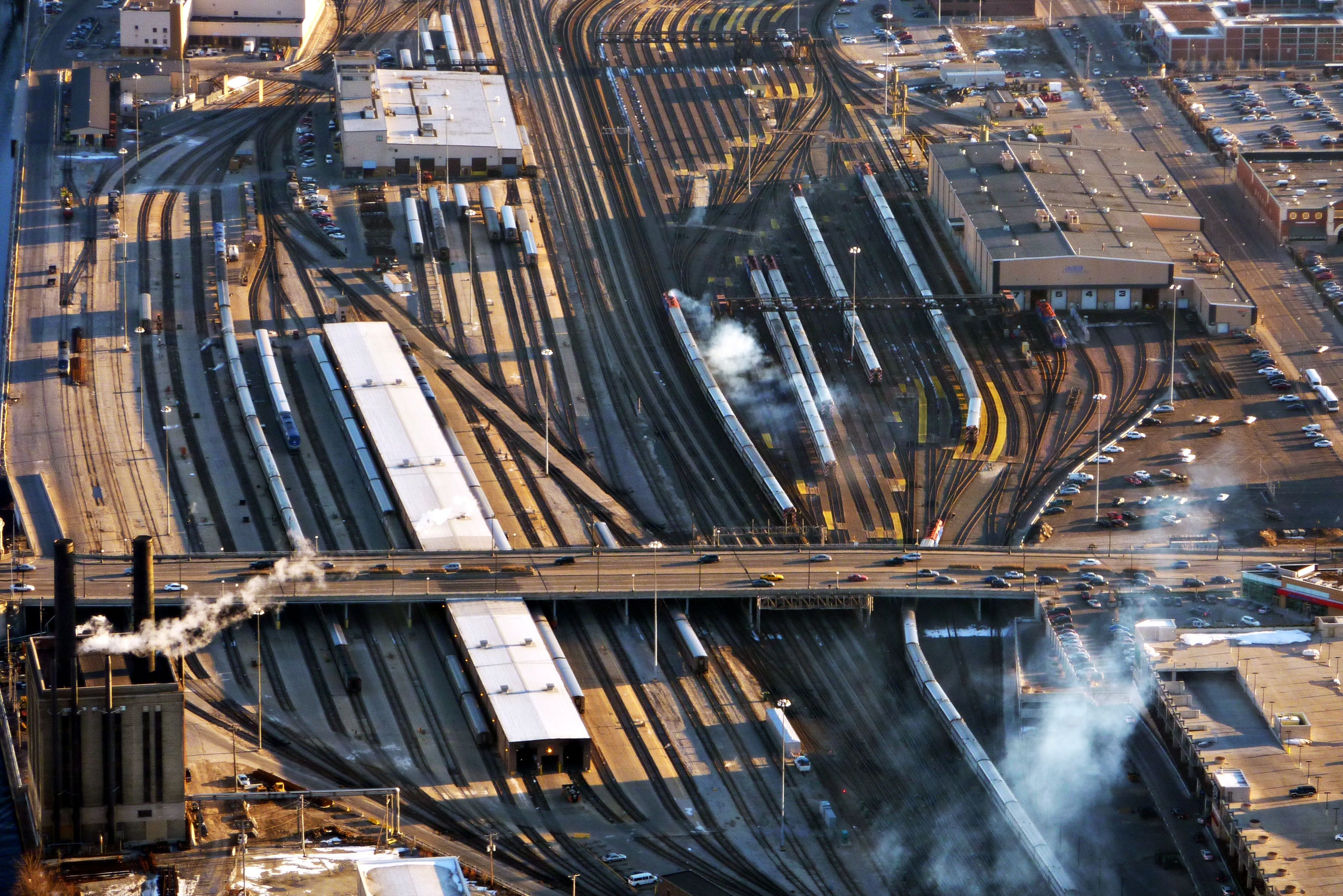 Rail yard as seen from Willis Tower, Chicago, 2010 (city context, not the event)
