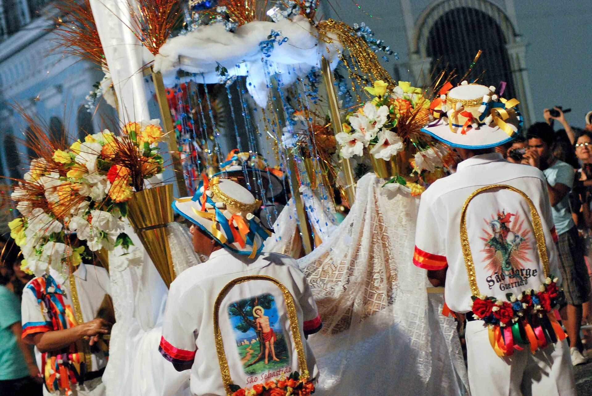 A vast Círio de Nazaré procession moving through central Belém