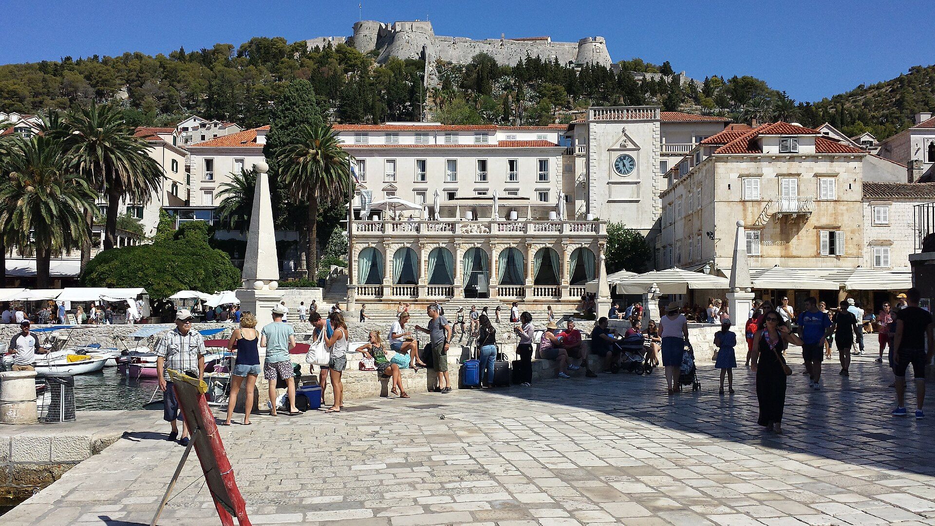 Authentic Hvar main square and Fortica Fortress