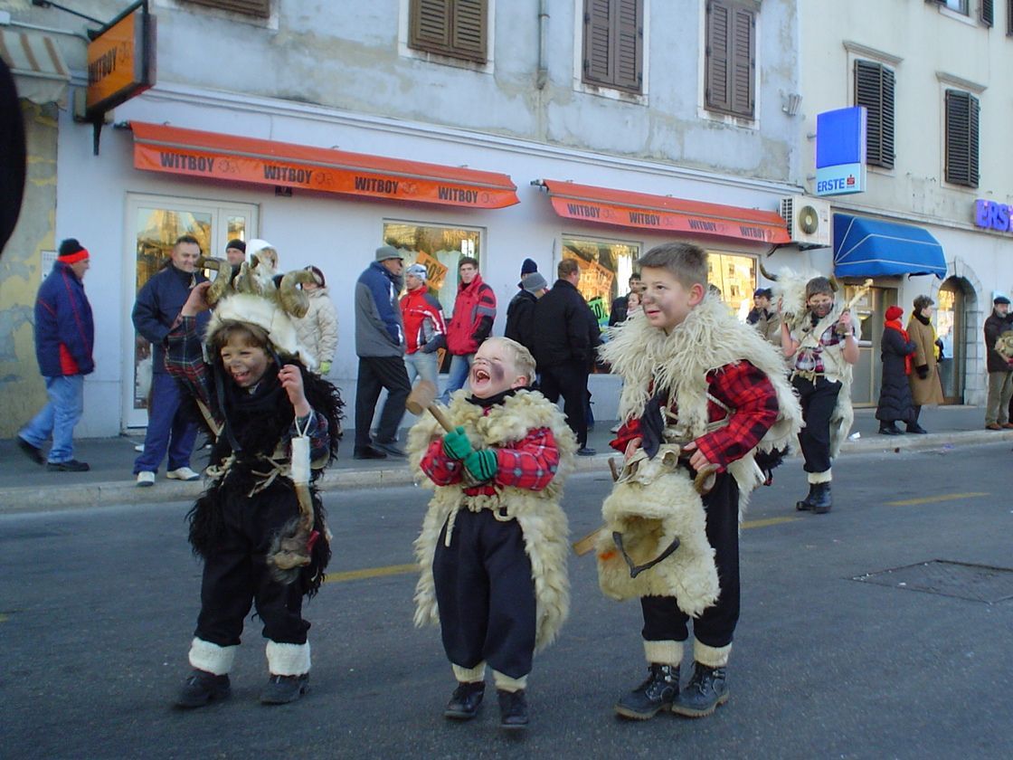 Authentic young Kastav-area carnival bell-ringers