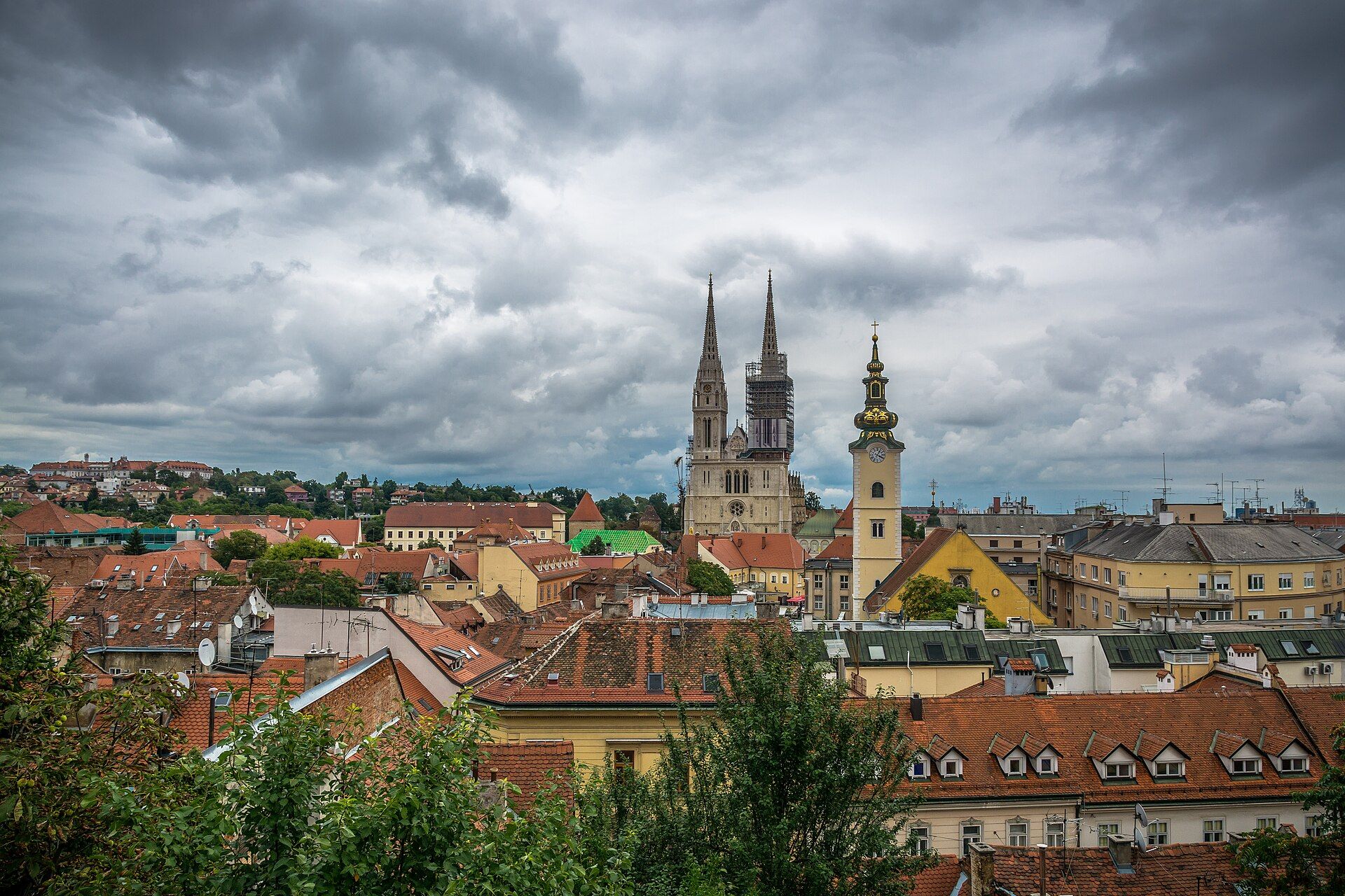 Authentic Zagreb Cathedral viewed from Upper Town