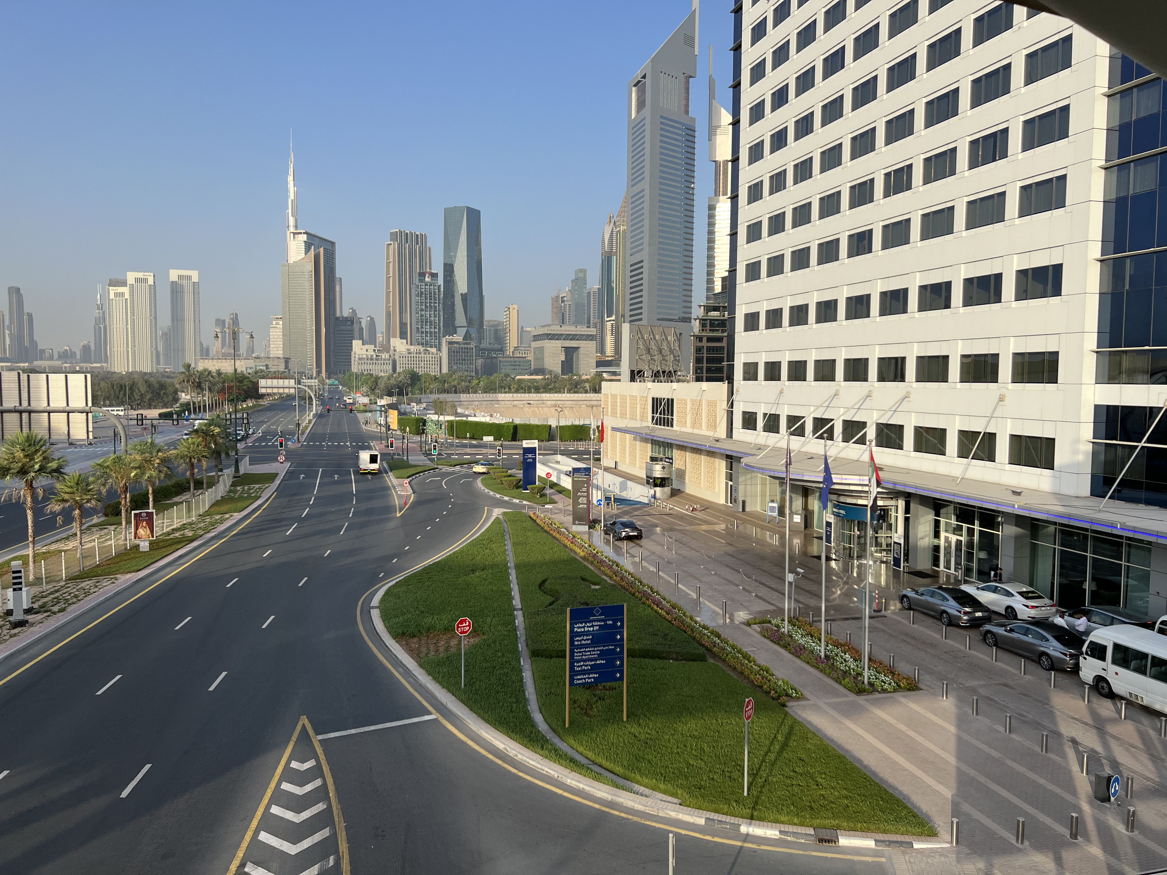 Dubai World Trade Centre tower against the Dubai skyline, a Gulfood 2027 venue