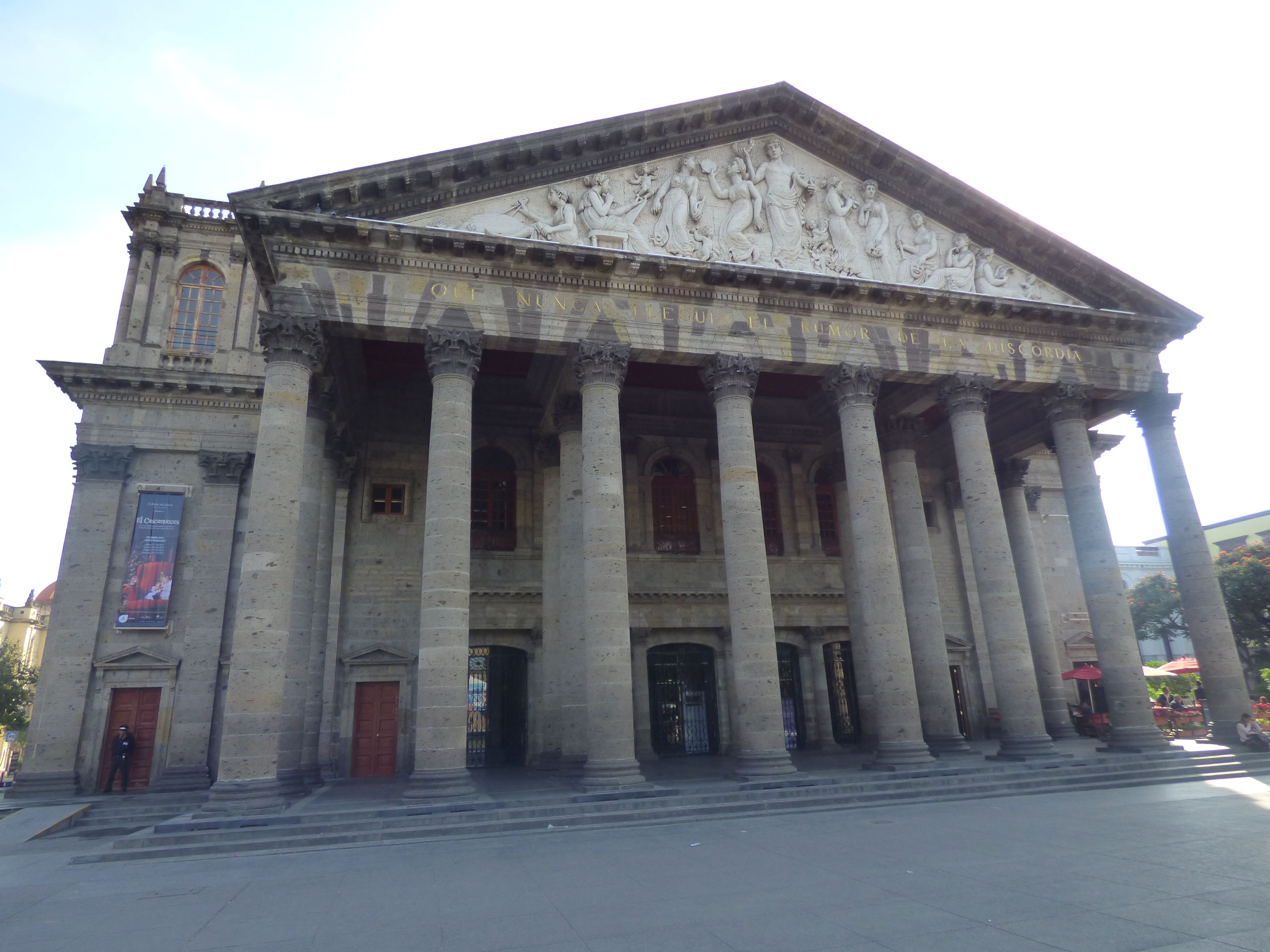 Neoclassical facade of Teatro Degollado in Guadalajara, Jalisco, Mexico (city context)