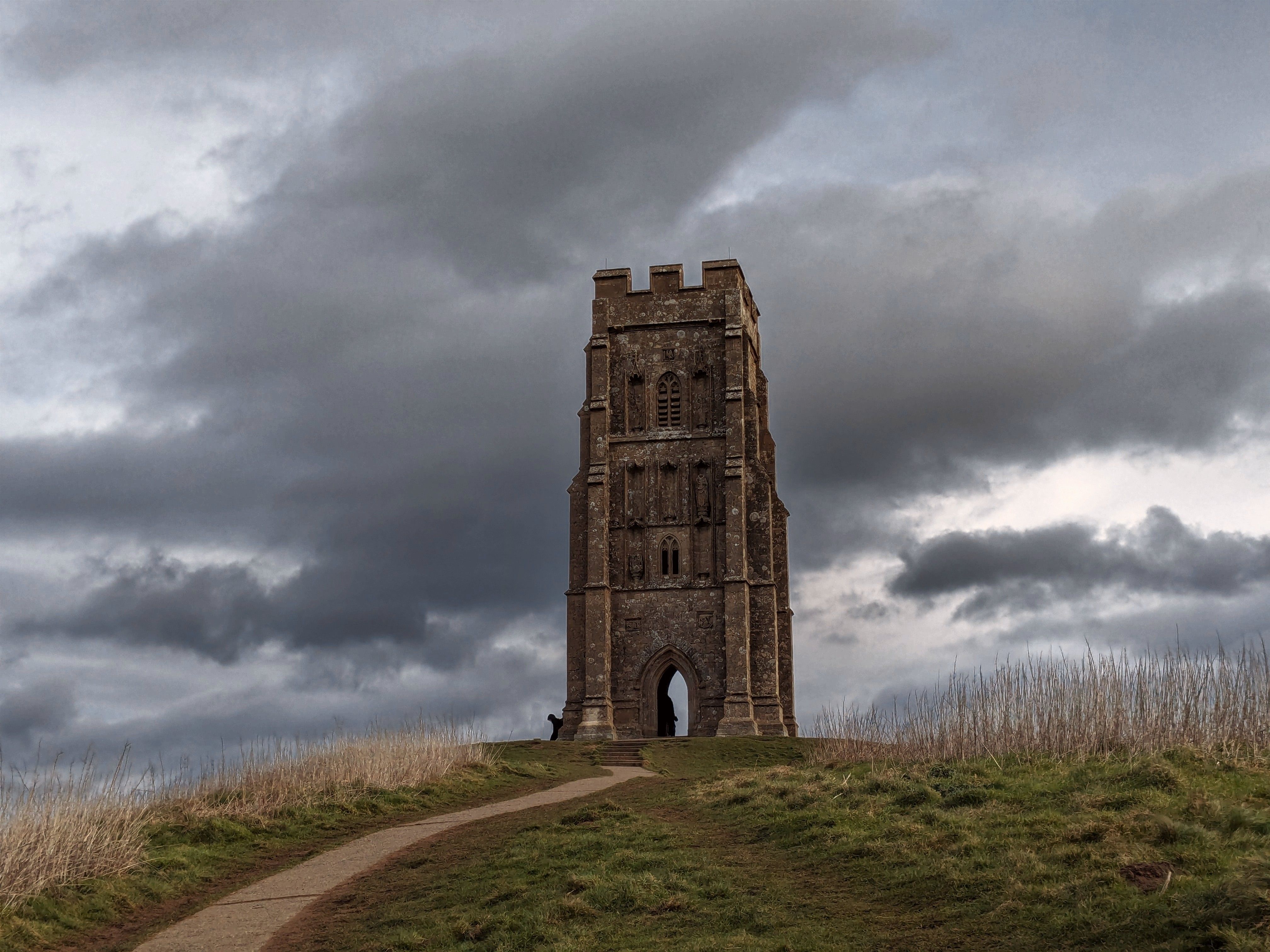 Glastonbury Tor viewed from the main path, a nearby landmark and not the festival site.