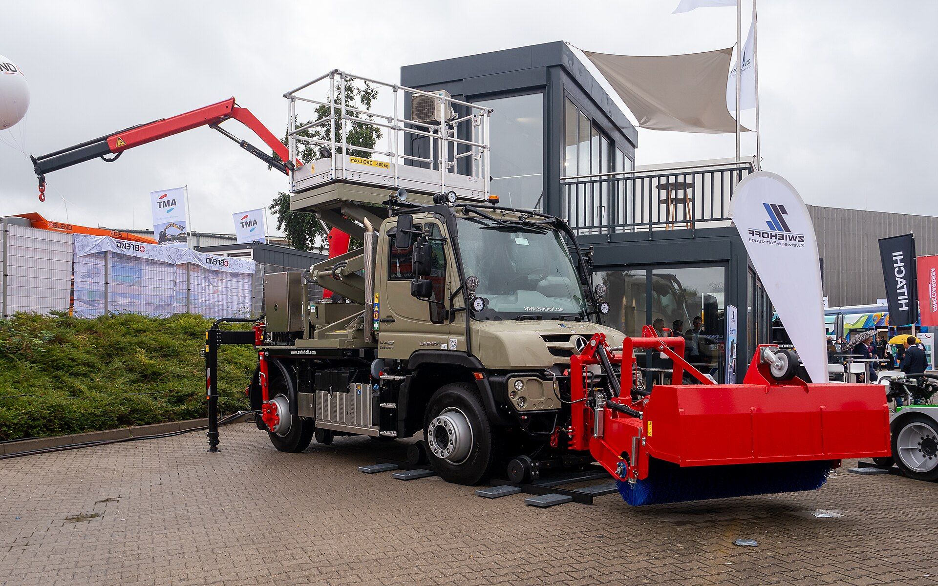 A specialist service vehicle in the InnoTrans 2024 outdoor bus display
