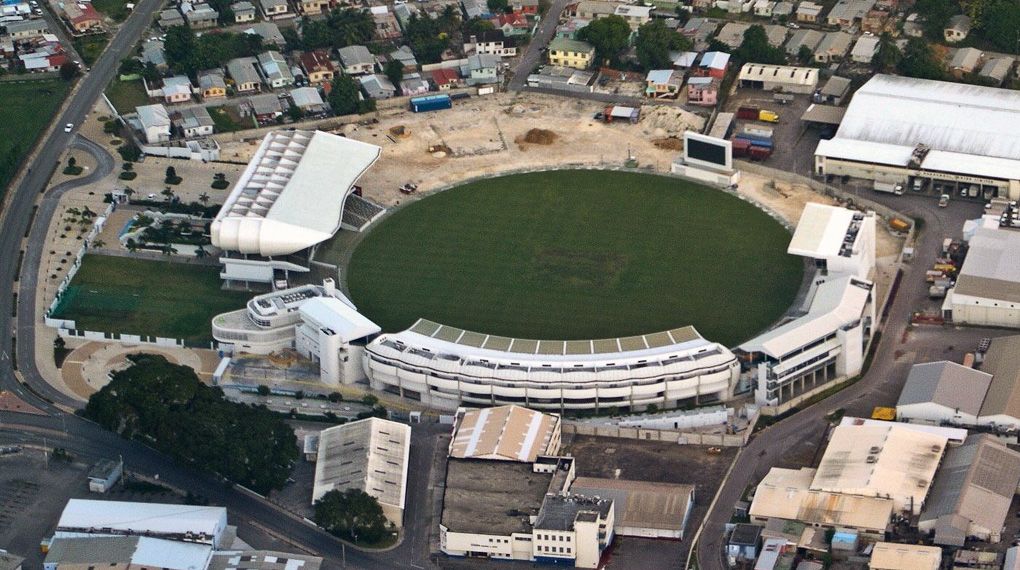 Aerial view of Kensington Oval and its Bridgetown surroundings