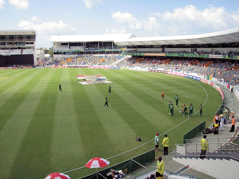 Cricket in progress inside Kensington Oval in Bridgetown