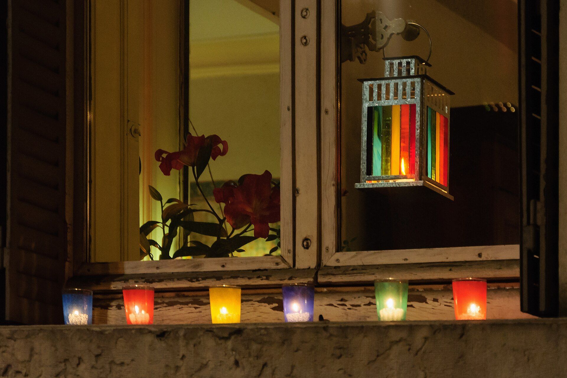 Rows of traditional lumignon candles in Lyon on December 8