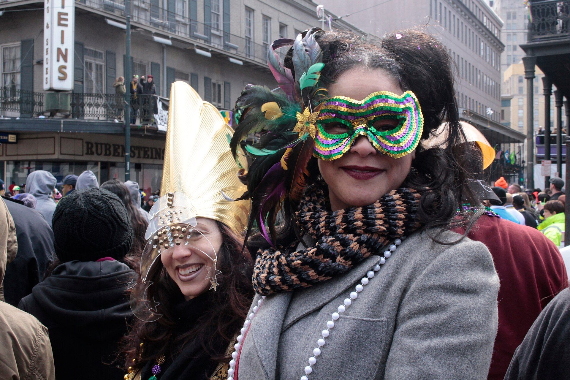 Maskers at the Krewe of Rex parade in New Orleans