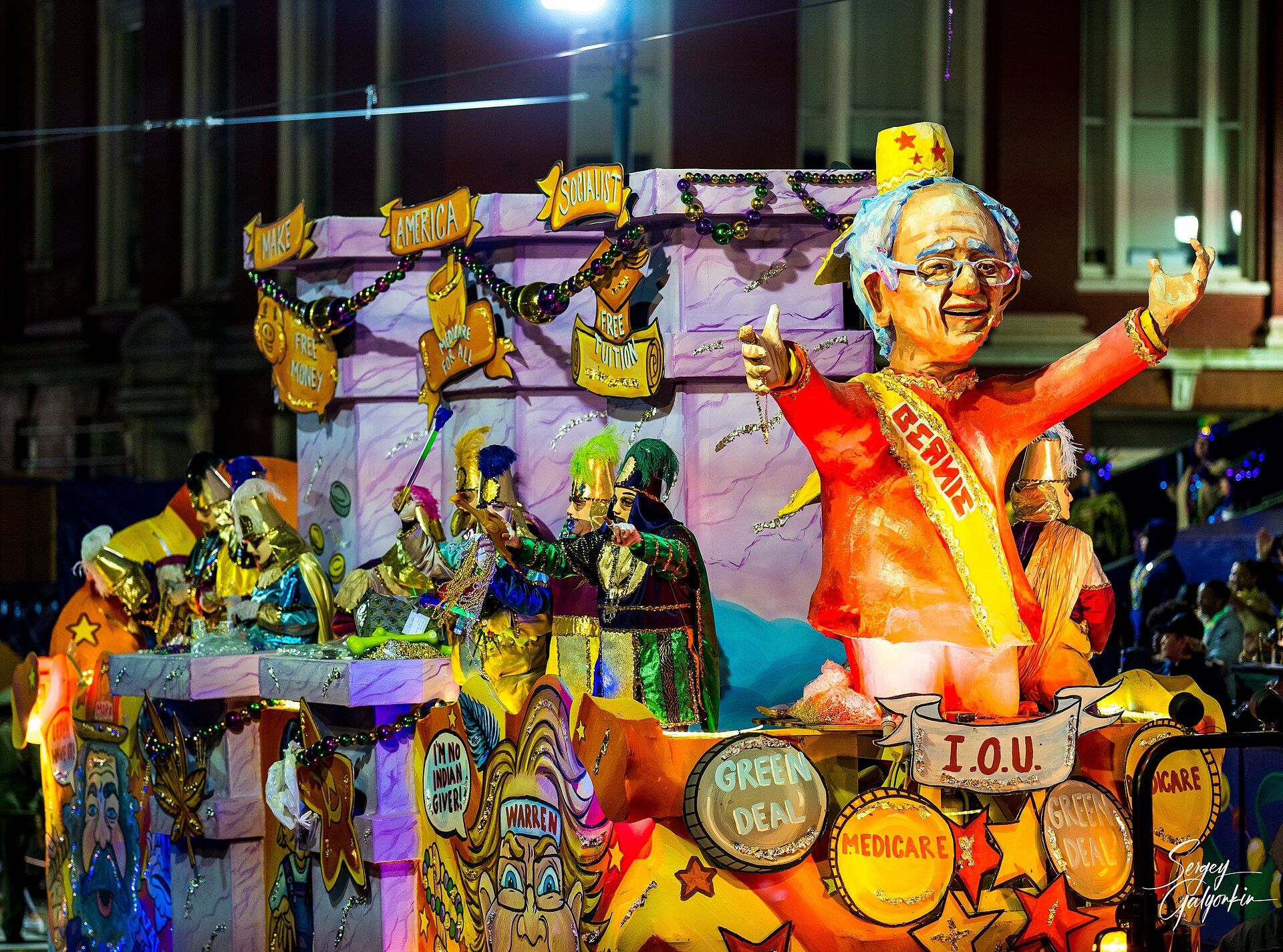 A night parade during New Orleans Mardi Gras