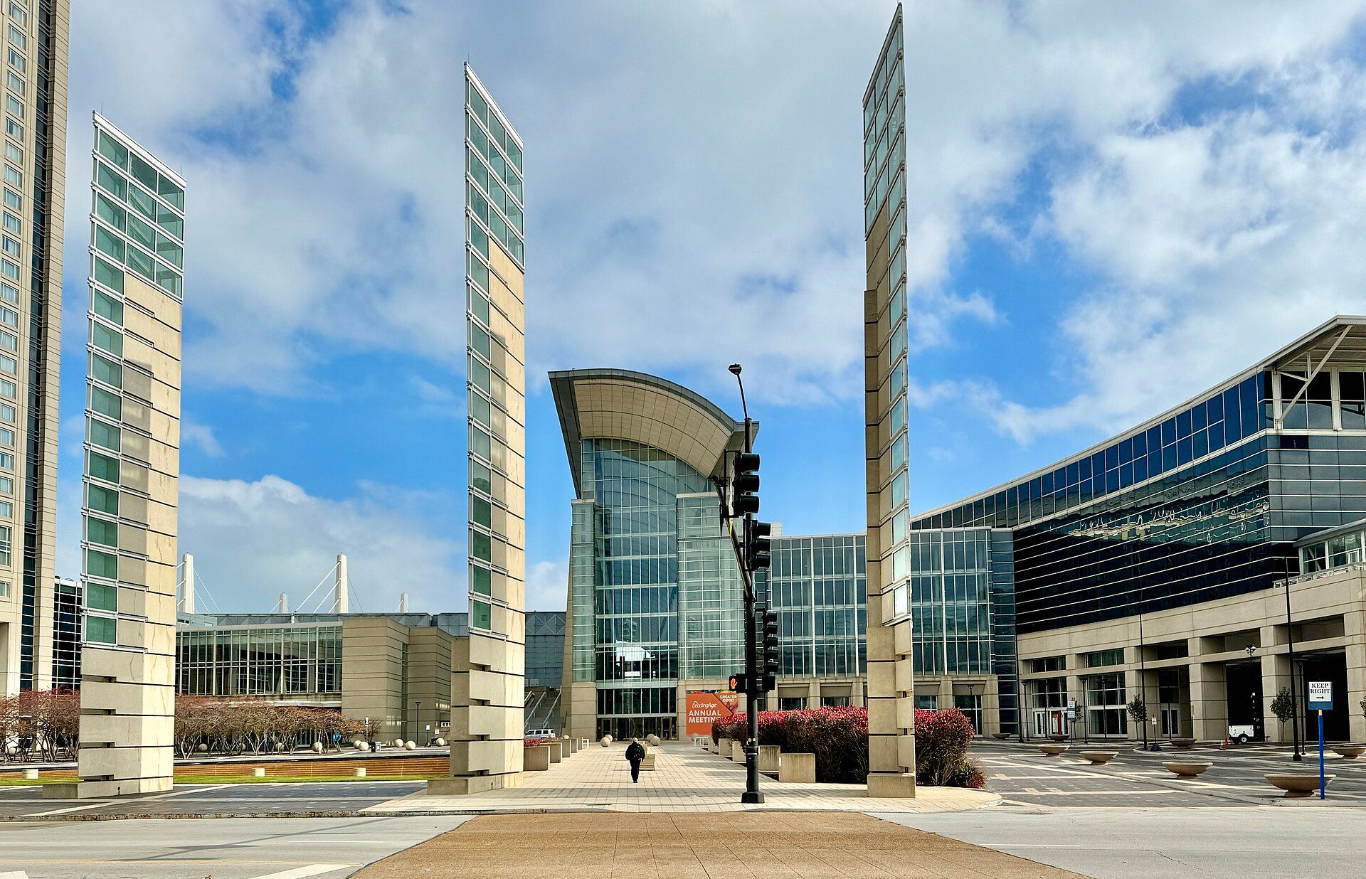 The North and South Buildings of McCormick Place seen from Martin Luther King Drive in 2023