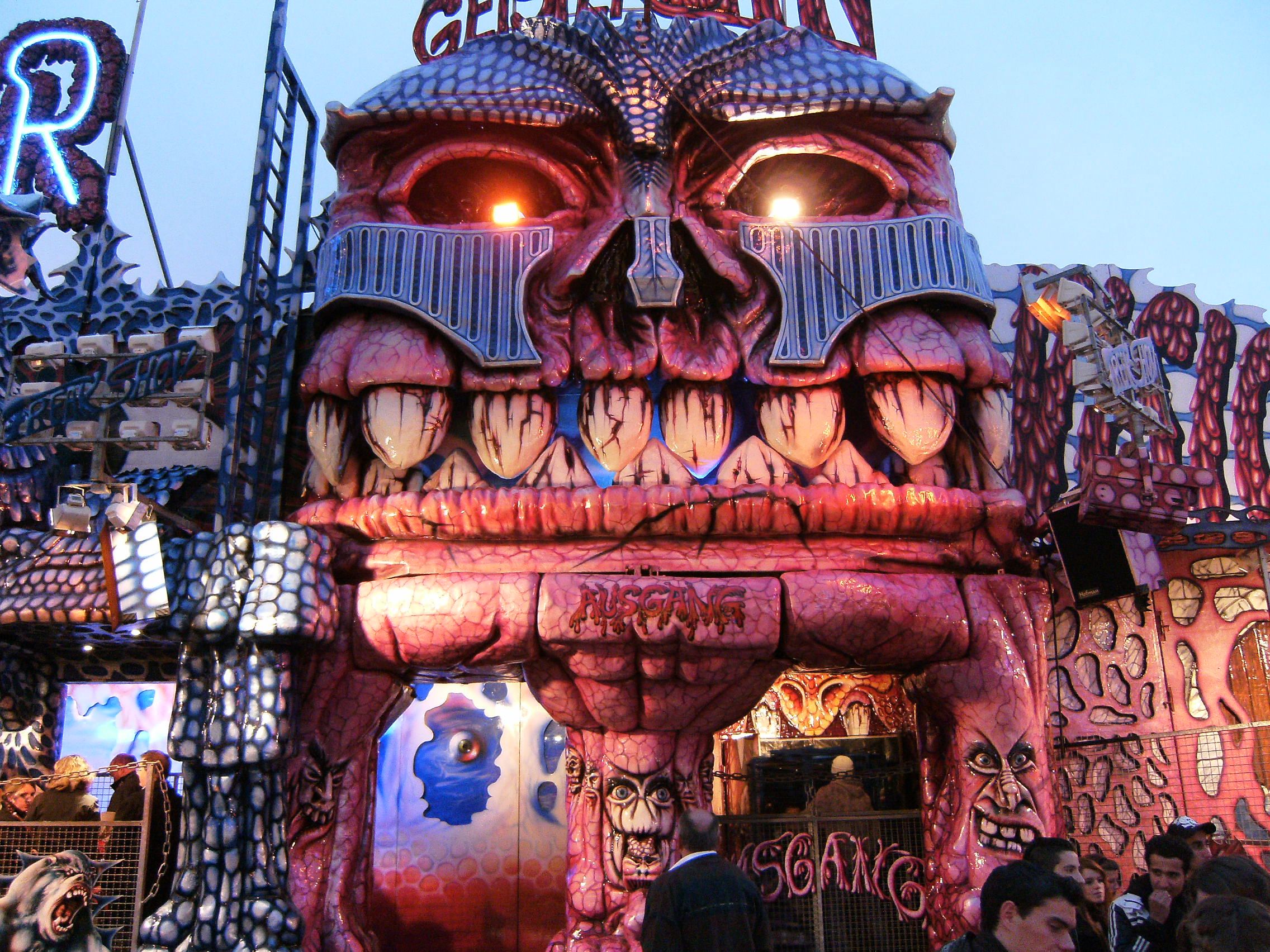 Illuminated ghost train at Oktoberfest