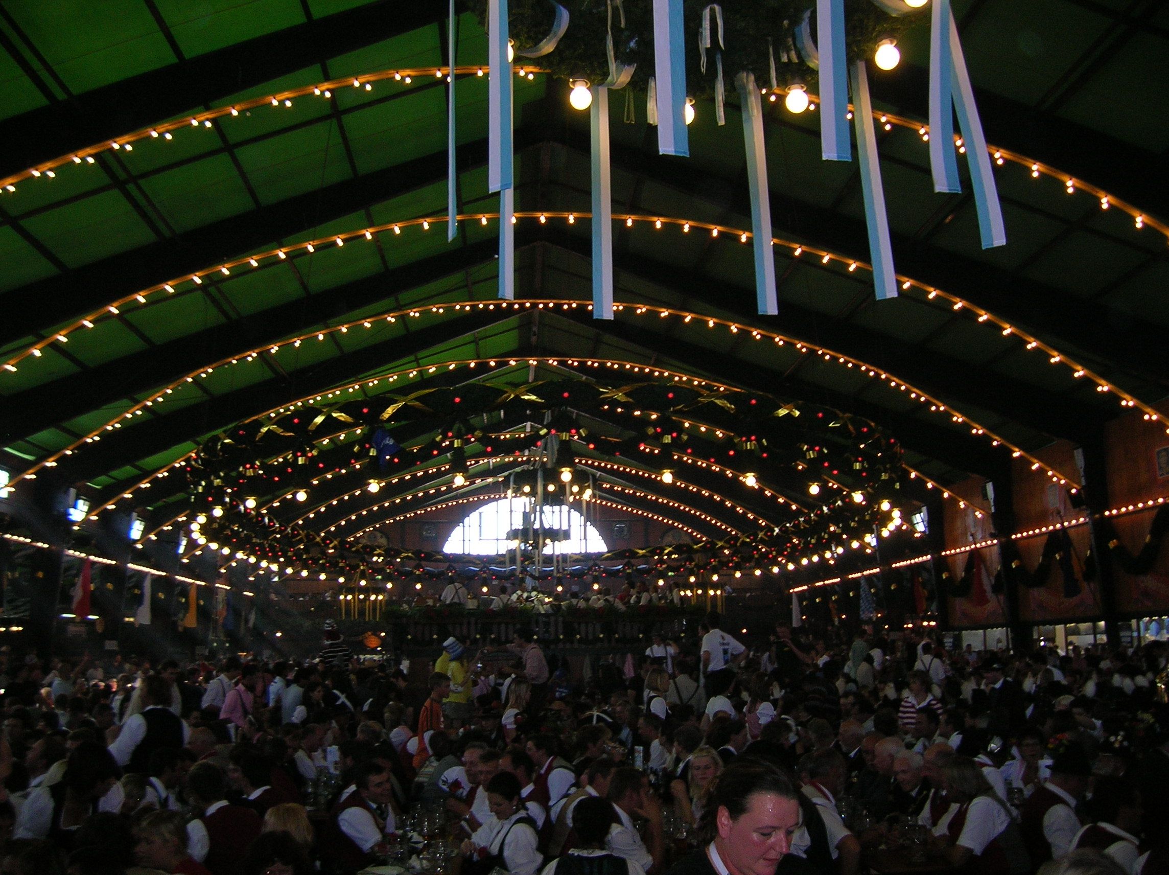 Inside the traditional Augustiner tent at Oktoberfest