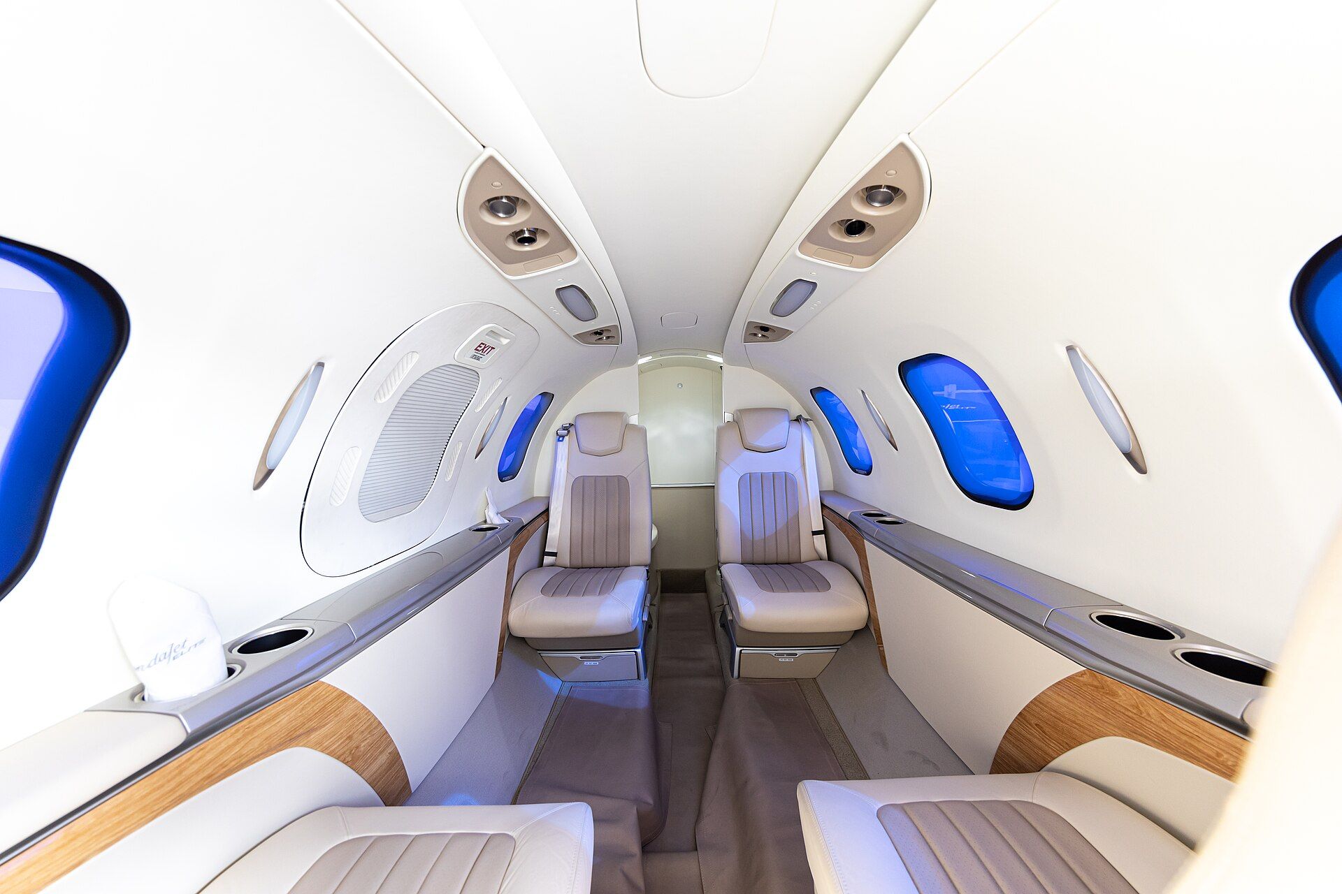 A business-jet cabin displayed at the Paris Air Show