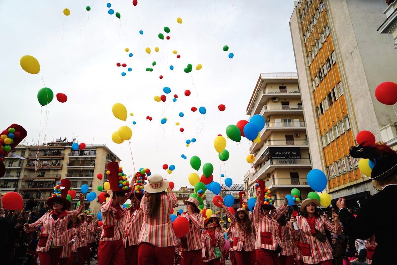 A group in the Grand Parade at Patras Carnival