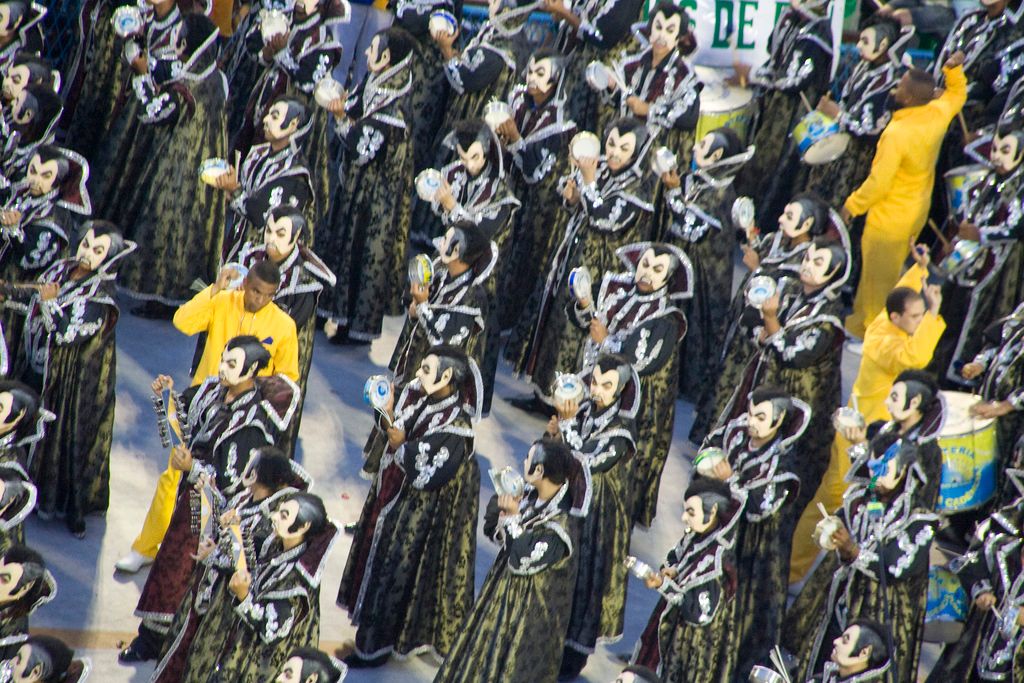 A samba-school performance inside the Rio Sambadrome