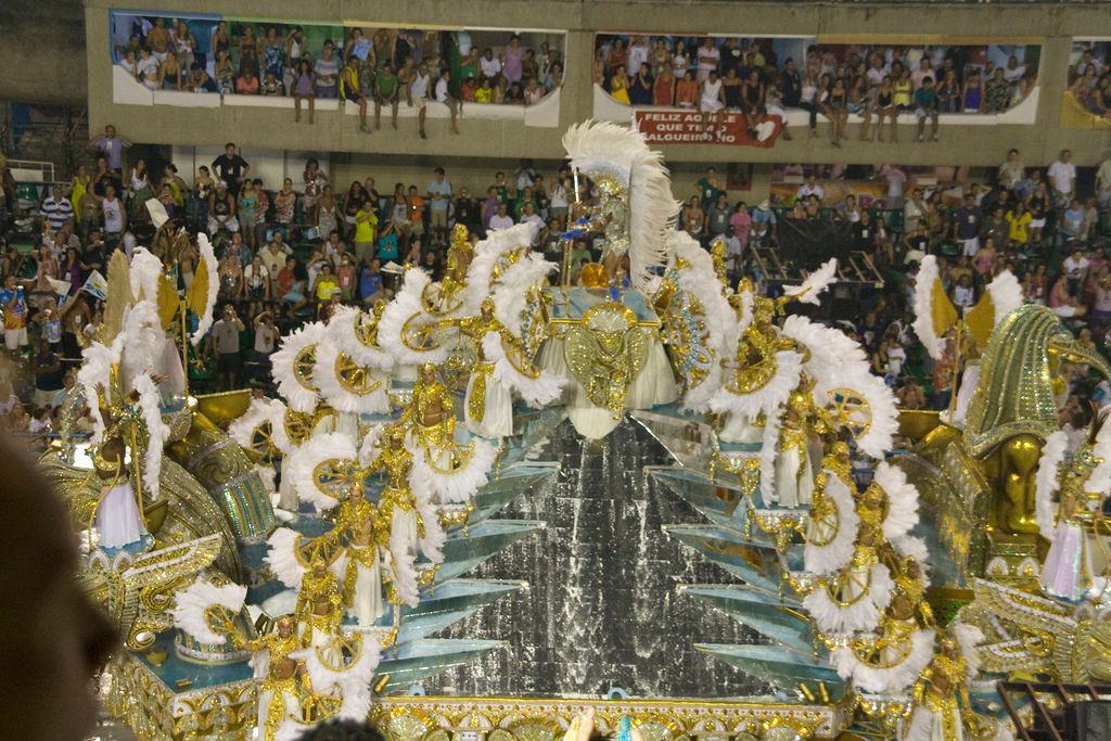 Costumed performers during a Rio Carnival Sambadrome parade