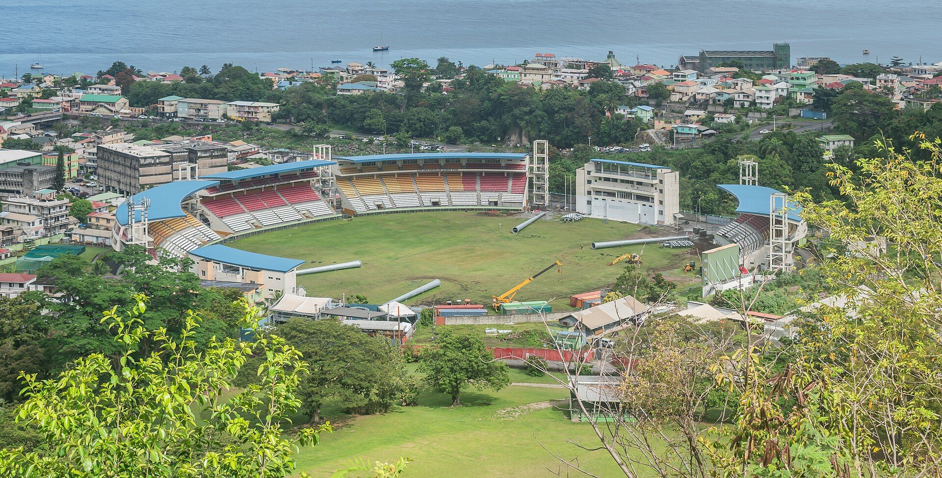 Windsor Park and central Roseau viewed from Morne Bruce