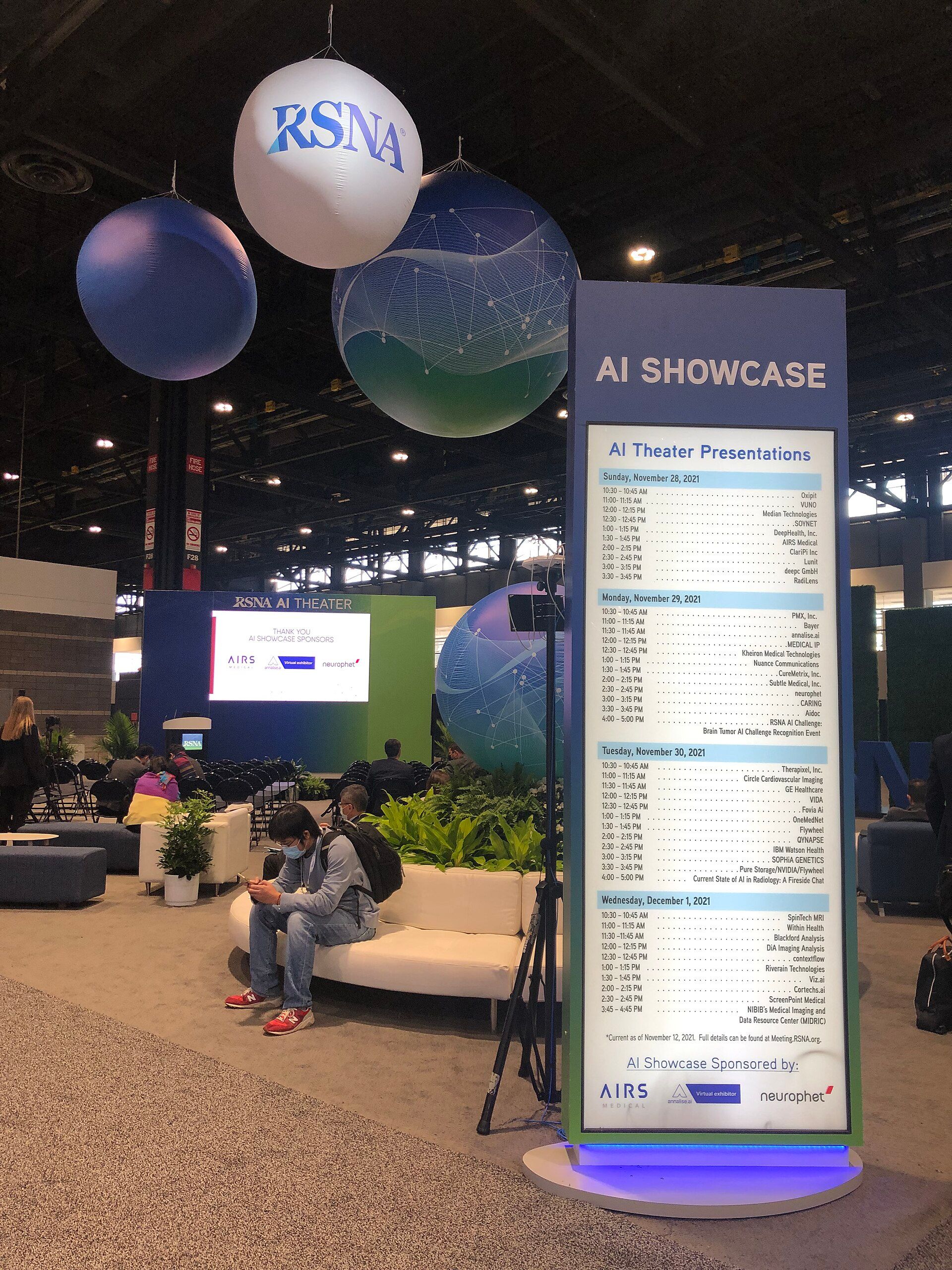 The artificial-intelligence showcase and presentation area at an RSNA annual meeting in McCormick Place