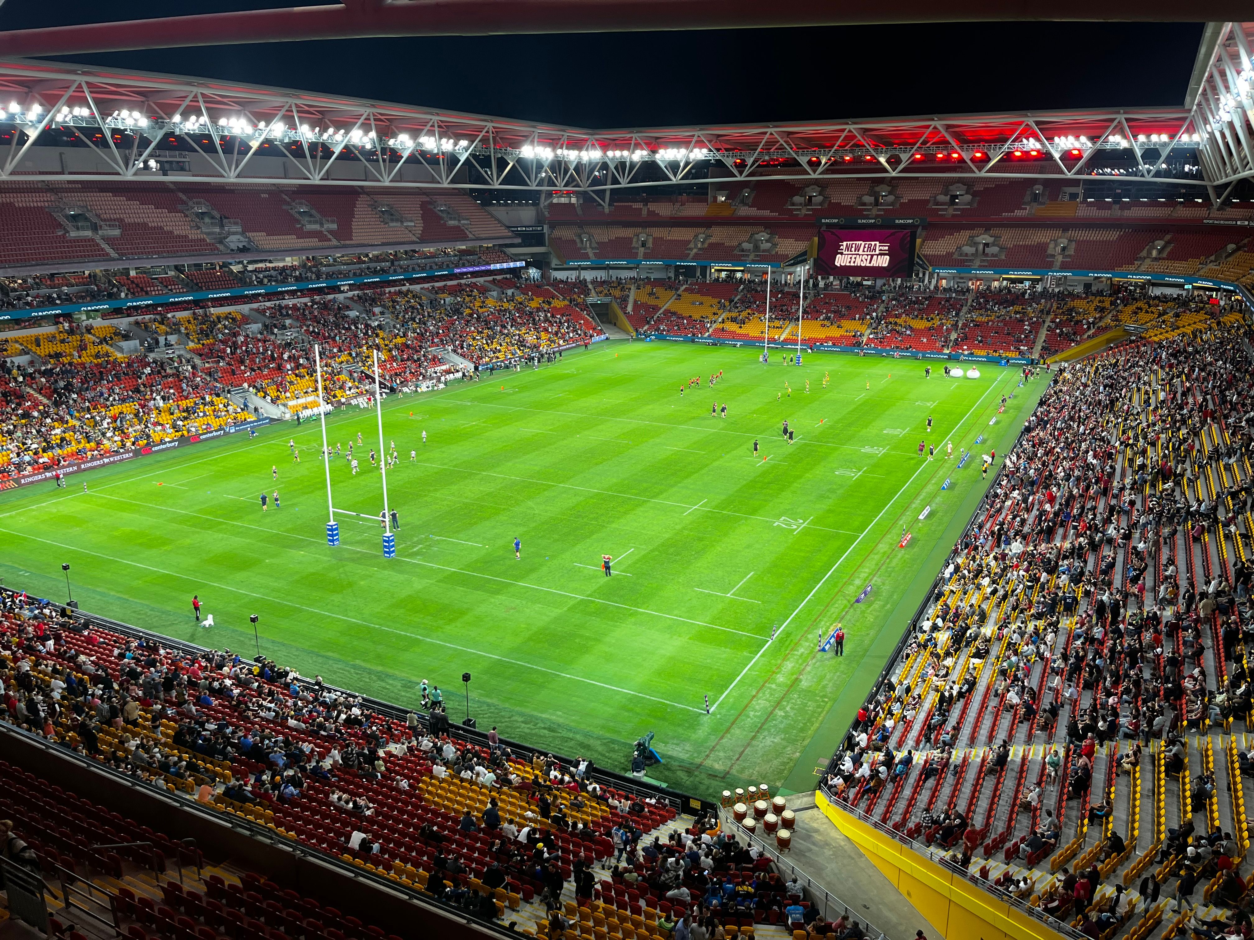Suncorp Stadium in Brisbane, a 2027 host venue, during a 2024 match; shown as host-venue context.