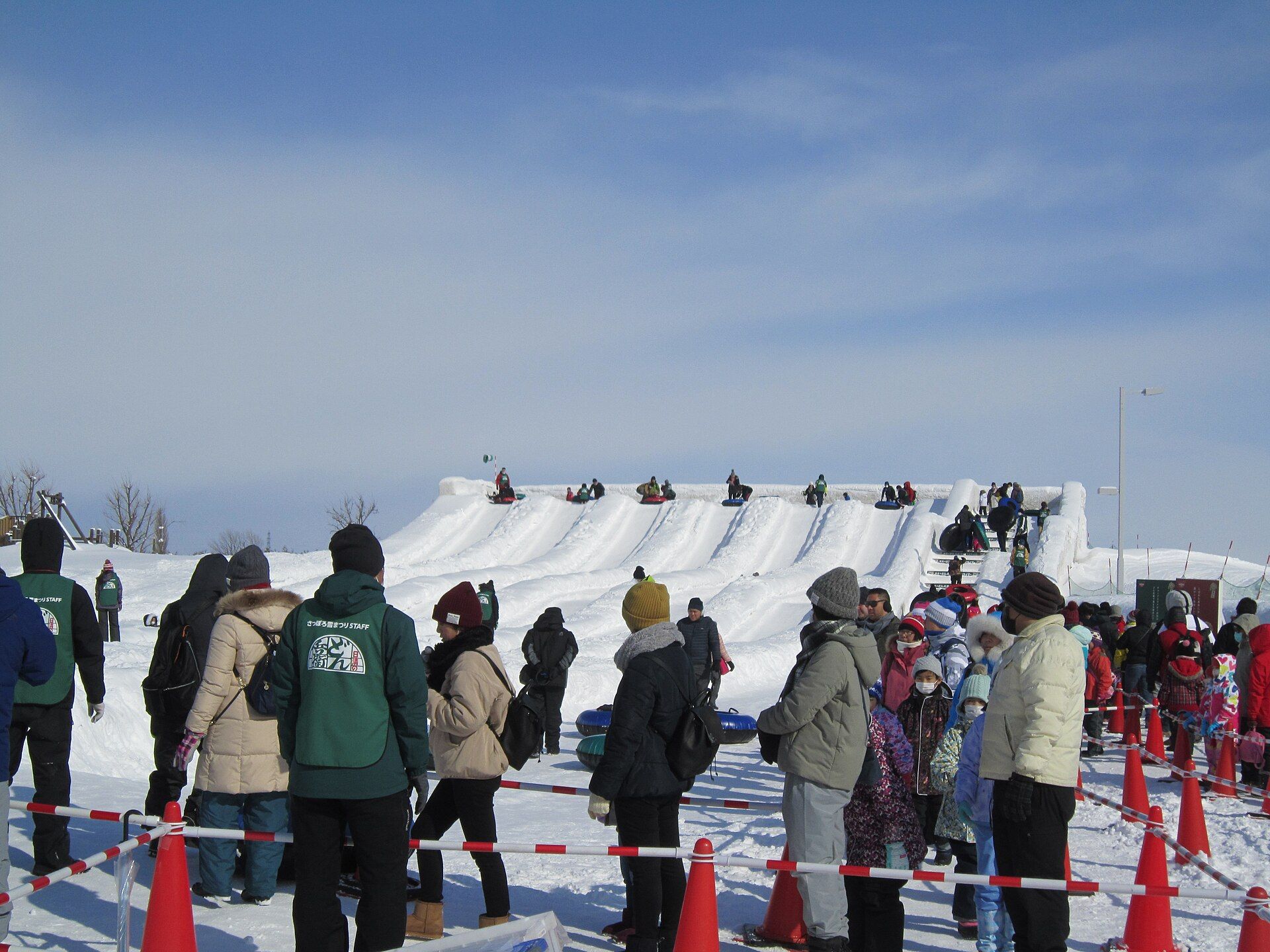 Snow-tube slides at the Tsudome venue of Sapporo Snow Festival