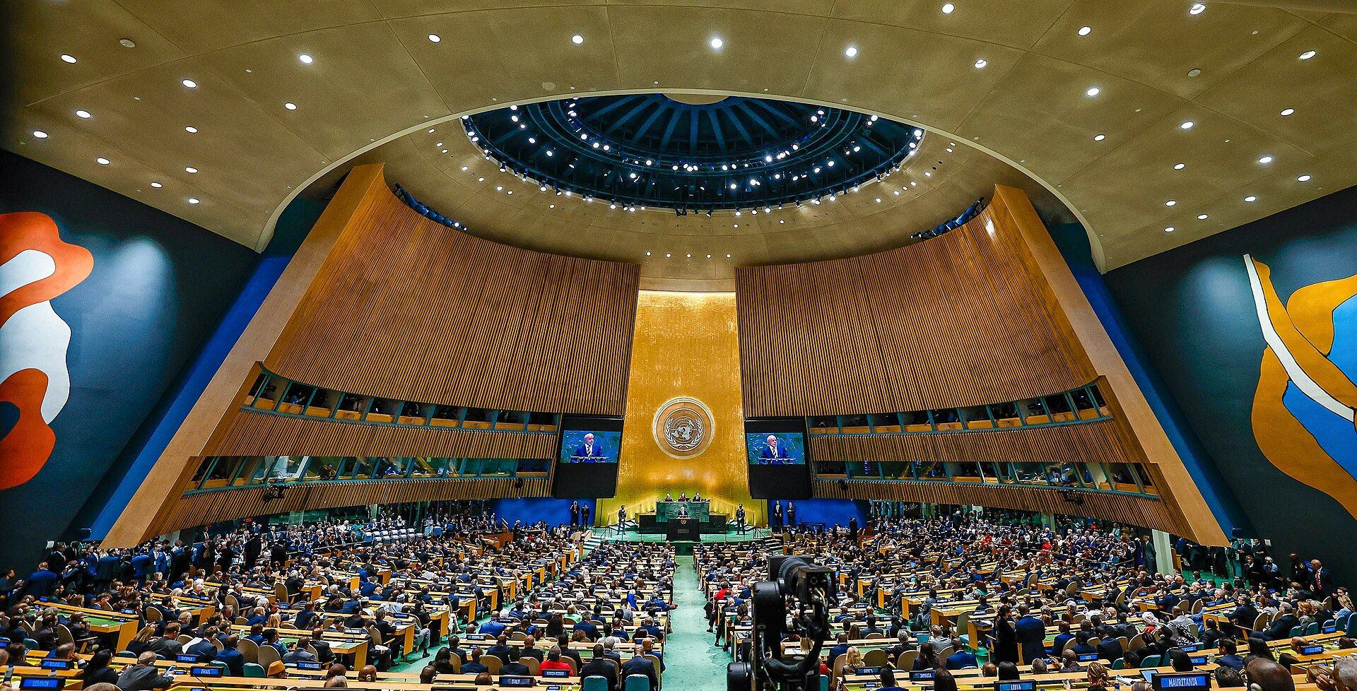 The United Nations General Assembly Hall during the opening of the 2025 General Debate