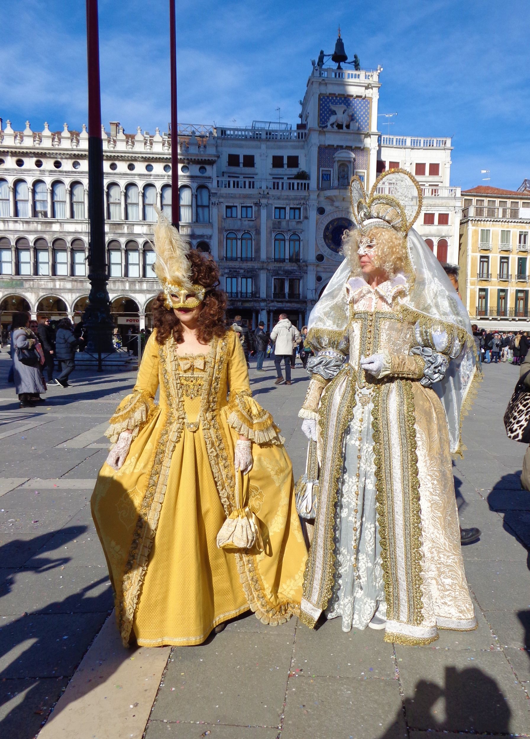An elaborately costumed participant at Venice Carnival
