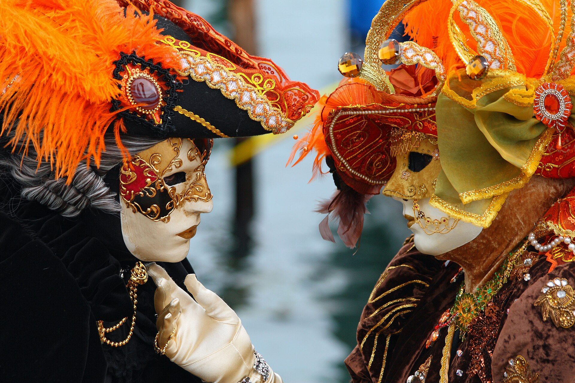 Two masked participants at Venice Carnival