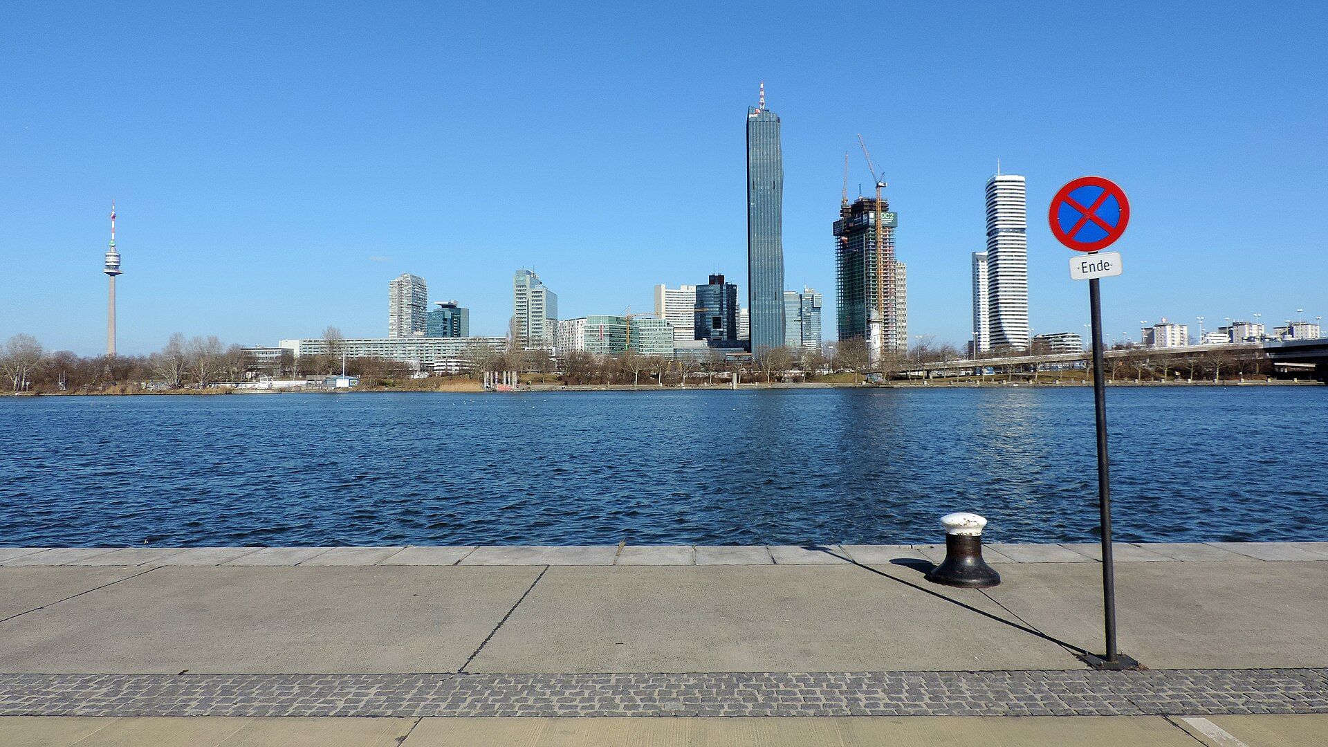 Vienna Danube skyline and modern towers in 2025