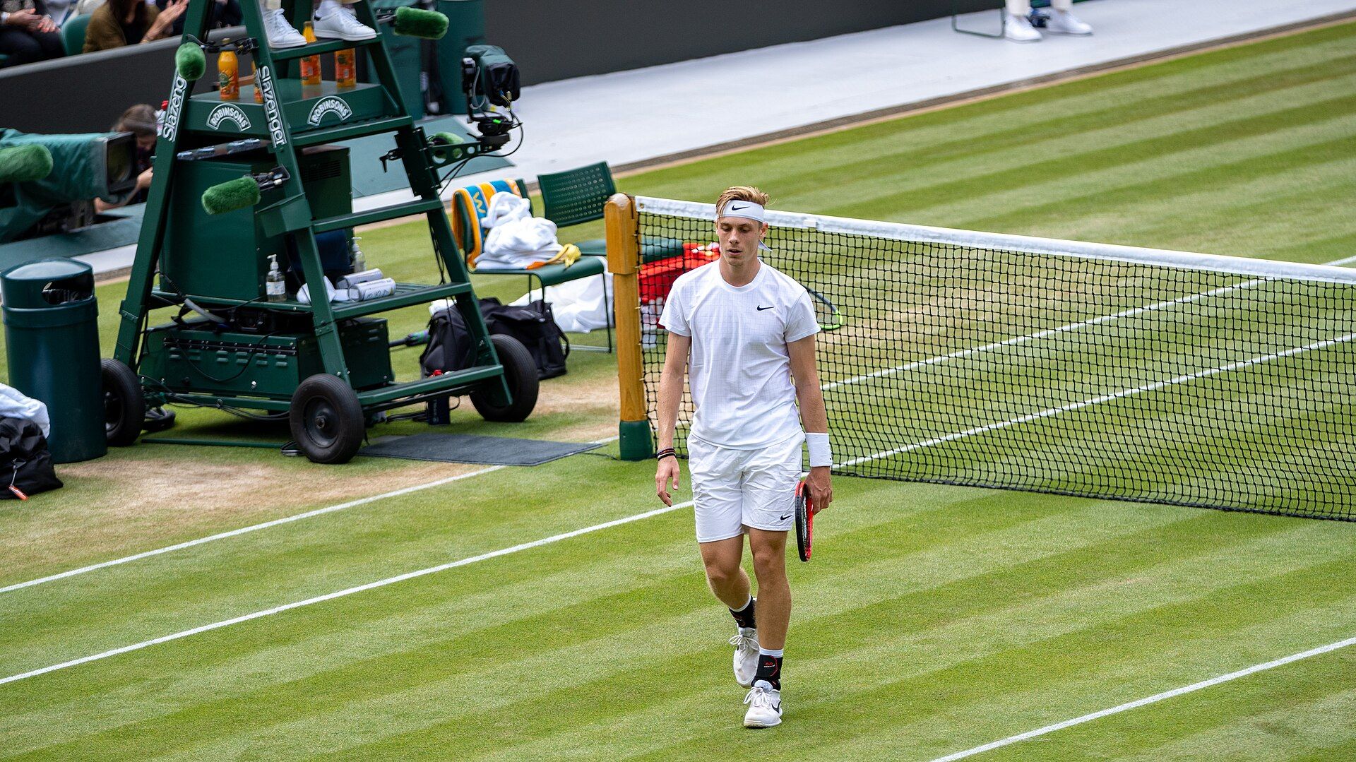 No. 1 Court during the 2021 Championships, showing a men's quarter-final on 7 July 2021. Past edition photo, not the 2027 event.